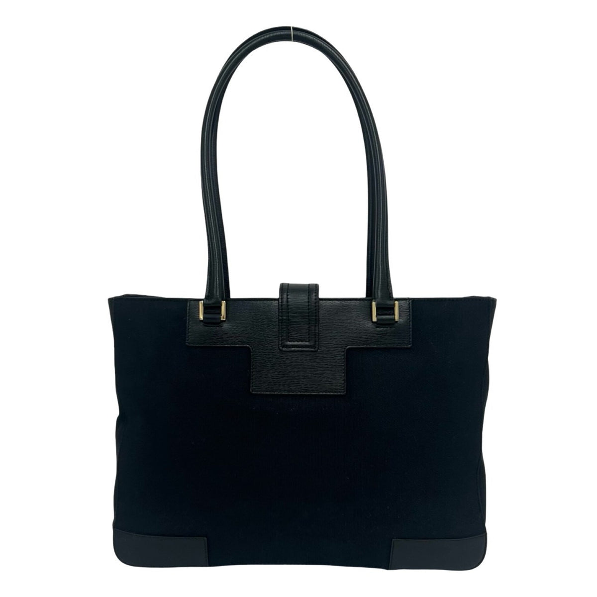 Gucci Black Canvas Leather Handbag Tote Bag (Pre-Owned)