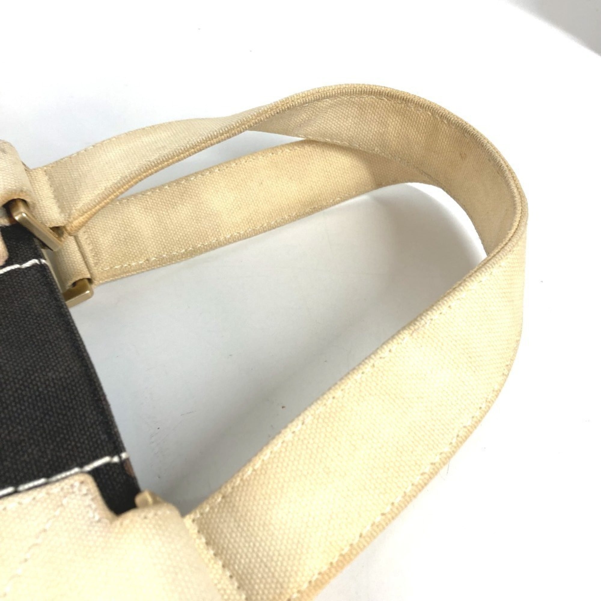 Chanel Black White Cotton Handbag Shoulder Bag Tote Bag (Pre-Owned)