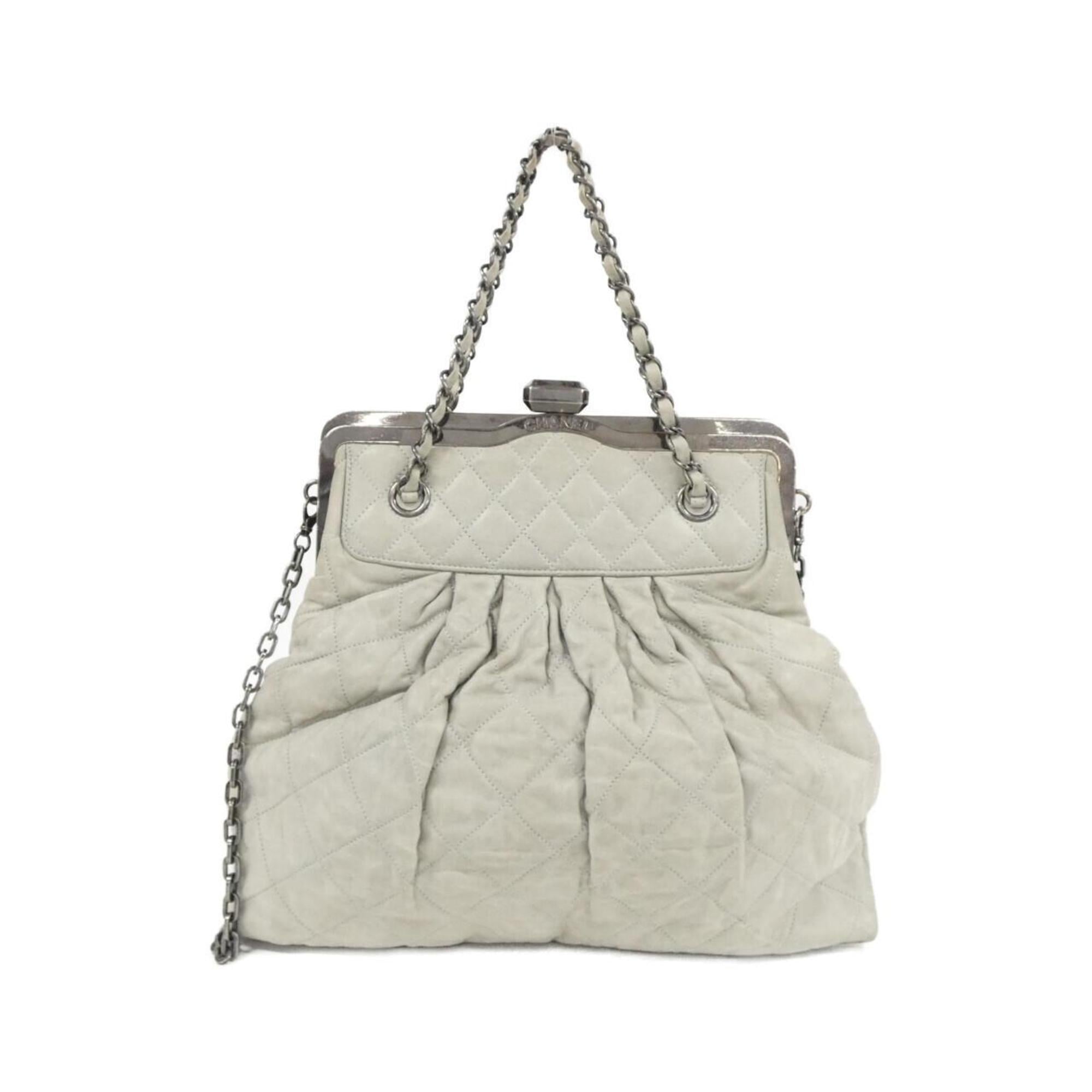 Chanel Gray Leather Handbag (Pre-Owned)