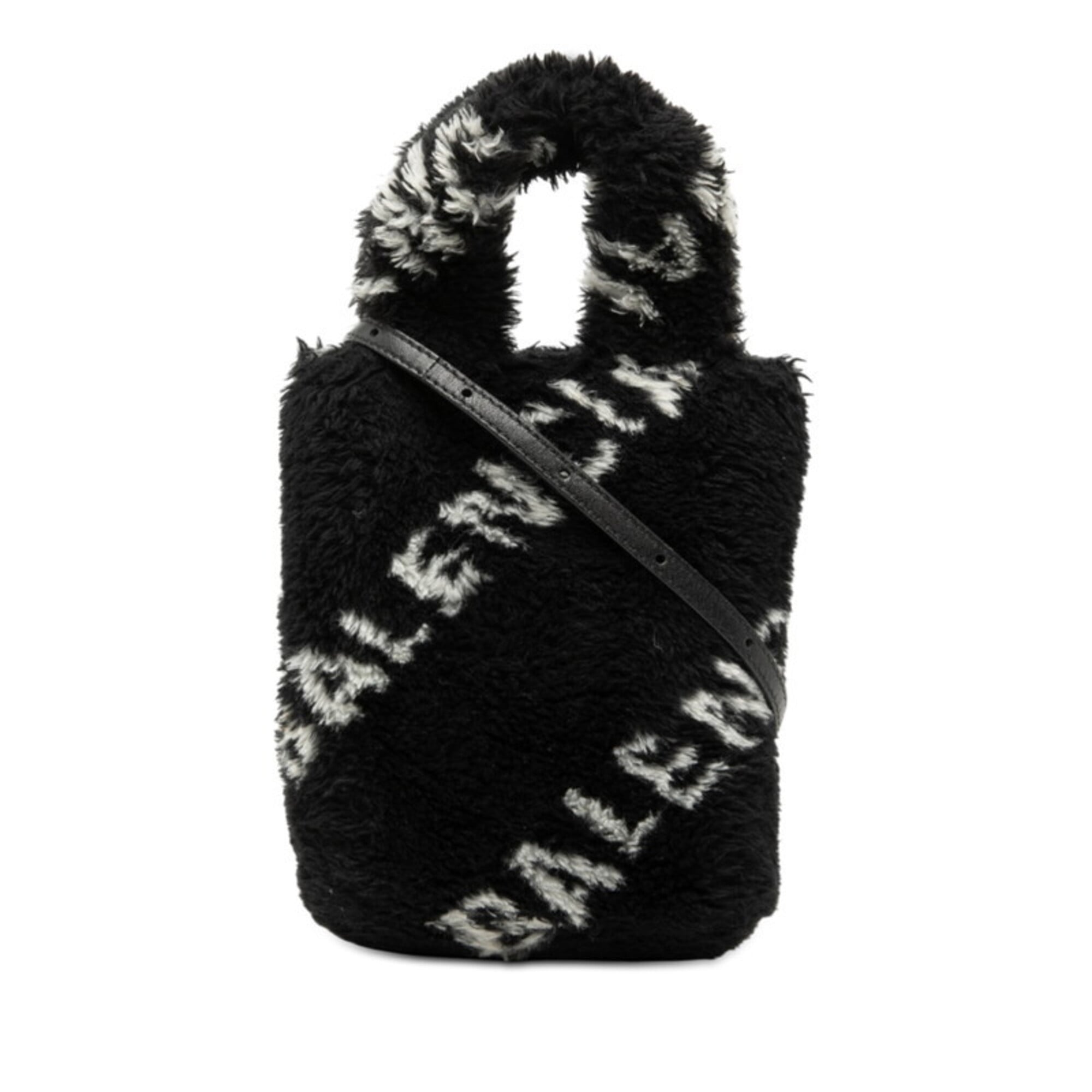 Balenciaga Black Faux Fur Handbag Shoulder Bag (Pre-Owned)