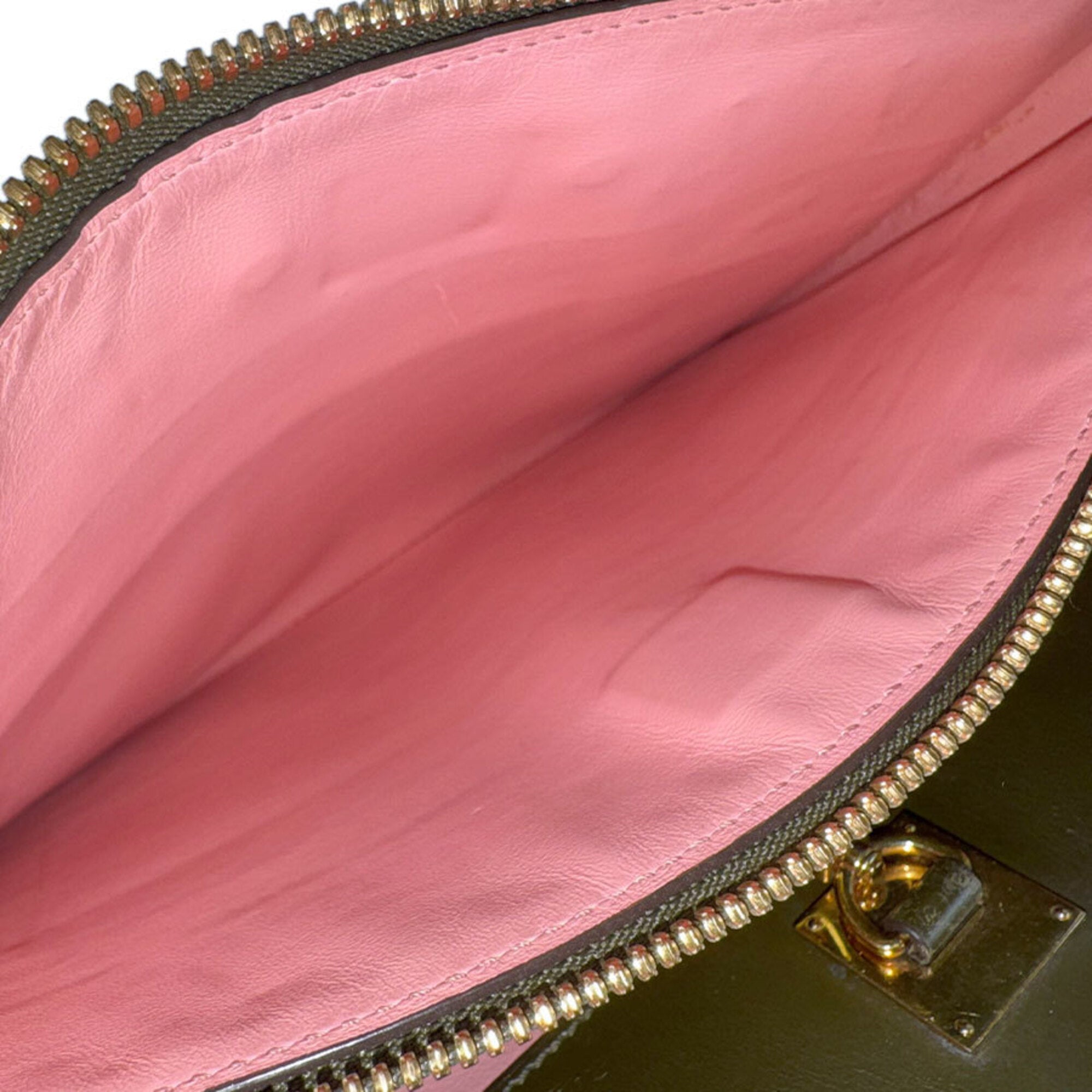 Louis Vuitton Khaki Pink White Leather Handbag Shoulder Bag (Pre-Owned)