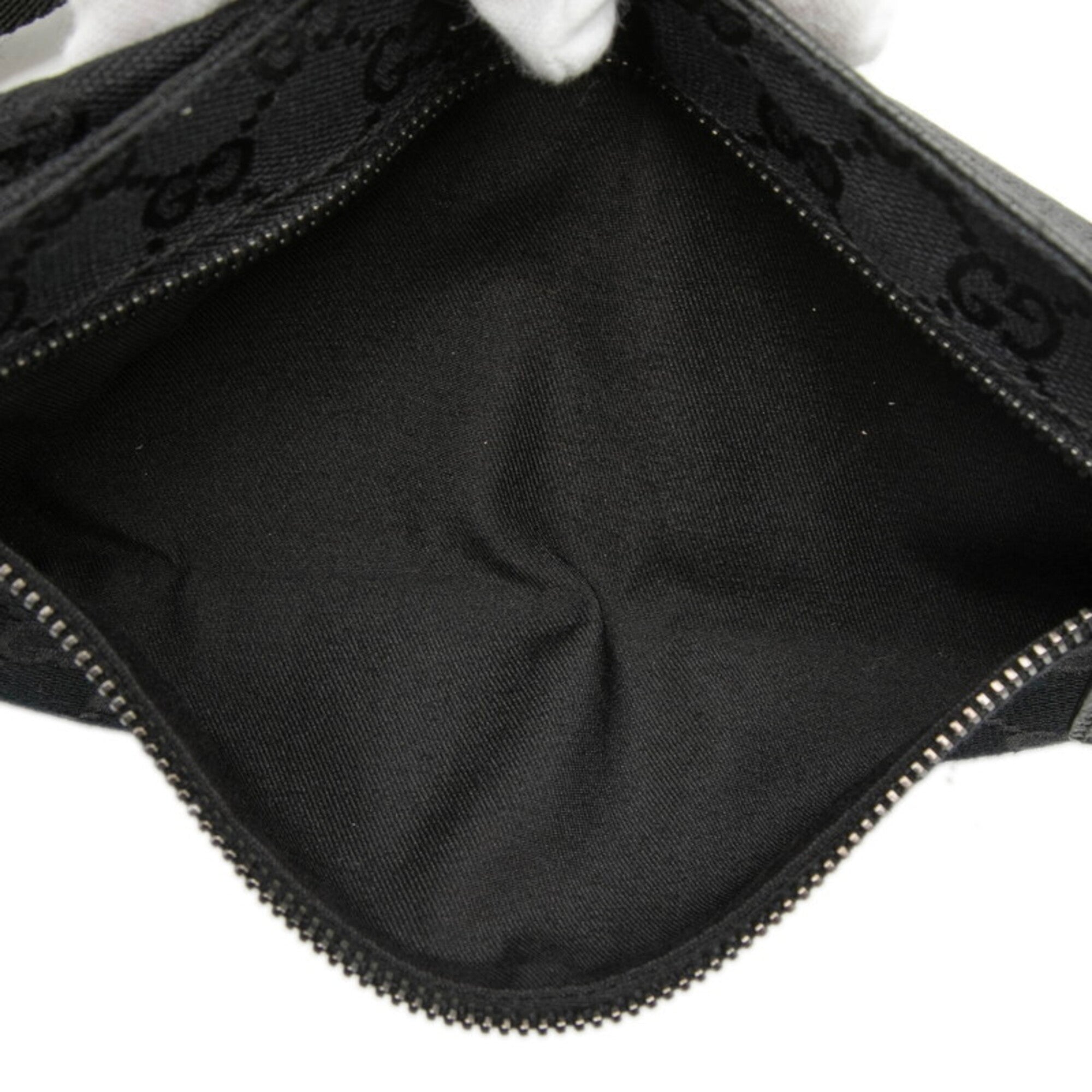 Gucci Gg Canvas Black Gg Canvas Leather Fanny Pack Sling Bag (Pre-Owned)