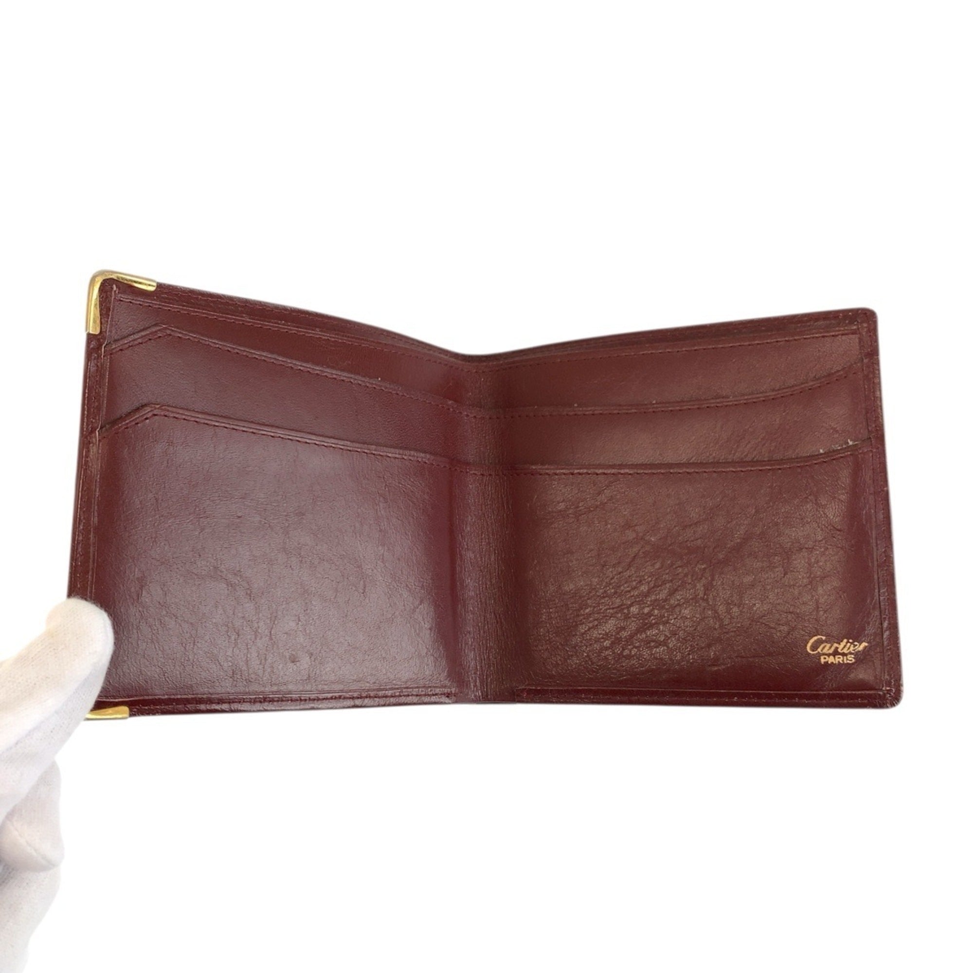 Cartier Bordeaux Leather Bill Wallet (Bi-Fold) (Pre-Owned)