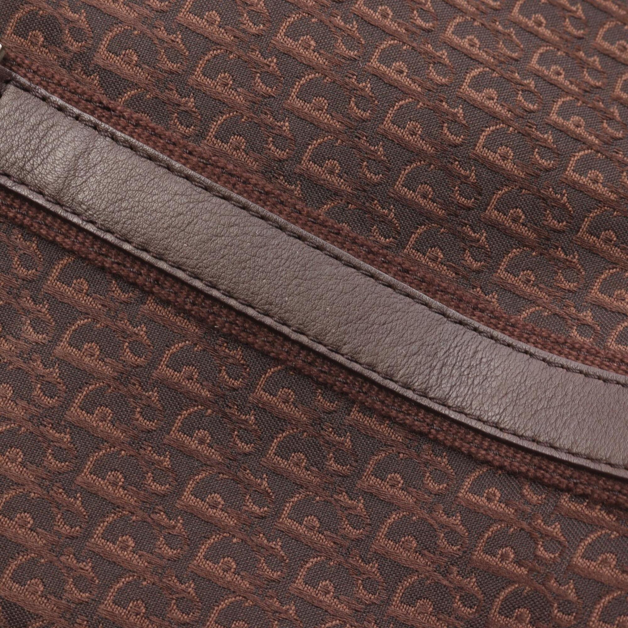 Christian Dior Brown Canvas Leather Handbag Tote Bag (Pre-Owned)