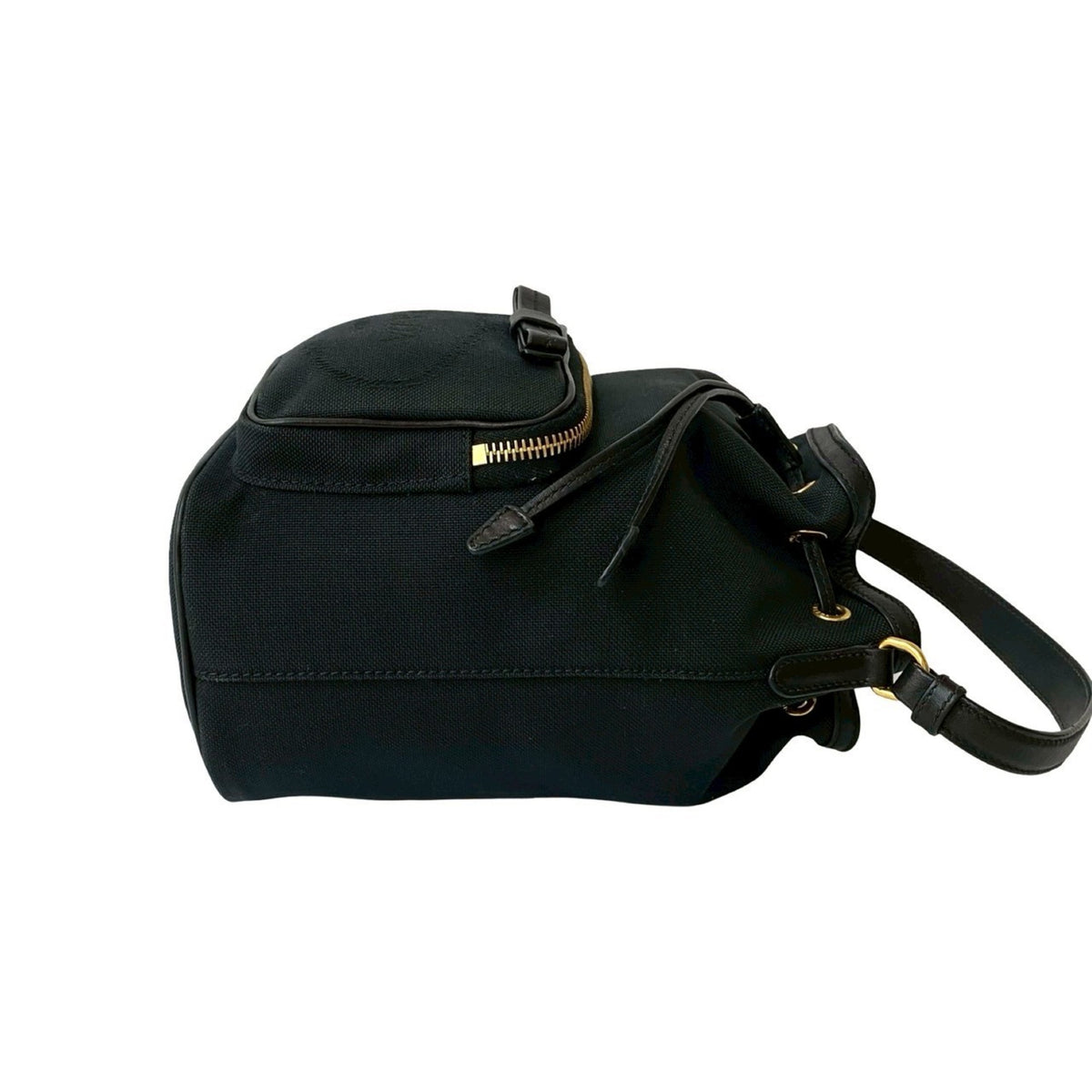 Prada Black Canvas Leather Handbag Shoulder Bag (Pre-Owned)