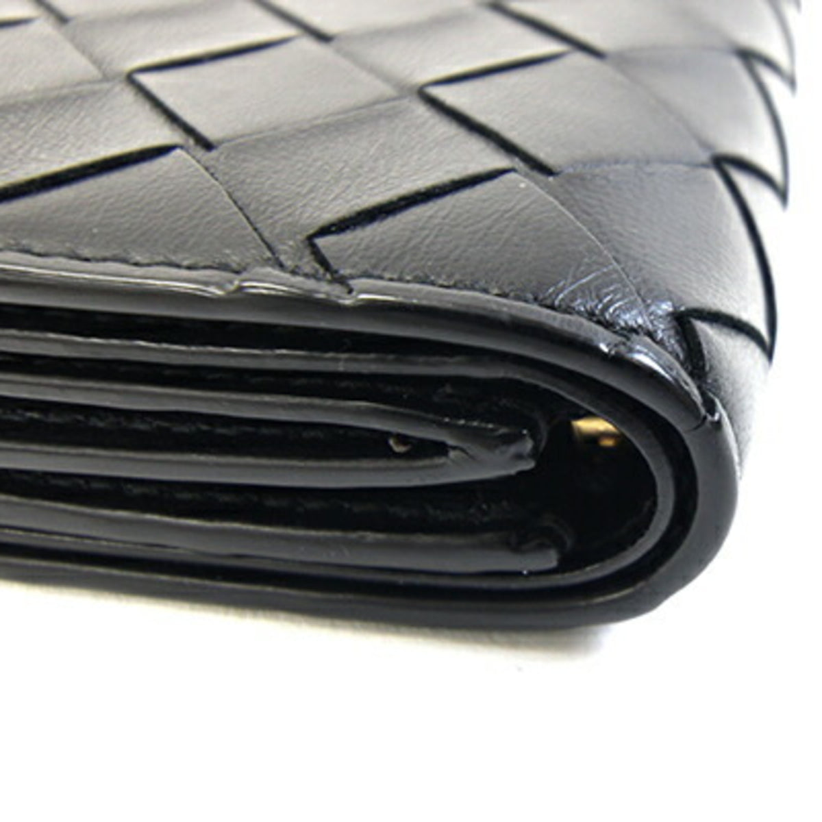 Bottega Veneta Intrecciato Black Leather Wallet (Tri-Fold) (Pre-Owned)