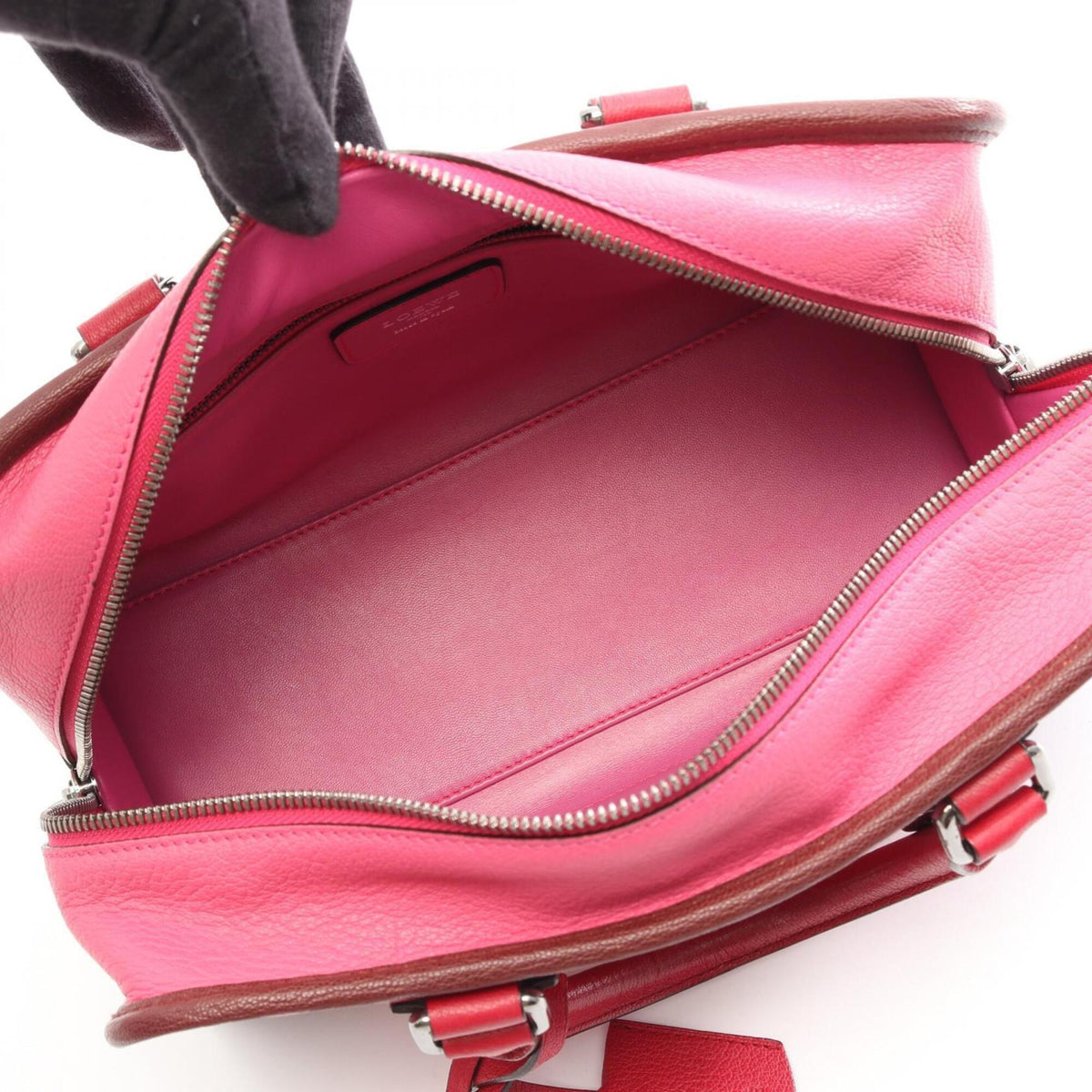 Loewe Brown Pink Red Color Leather Handbag (Pre-Owned)