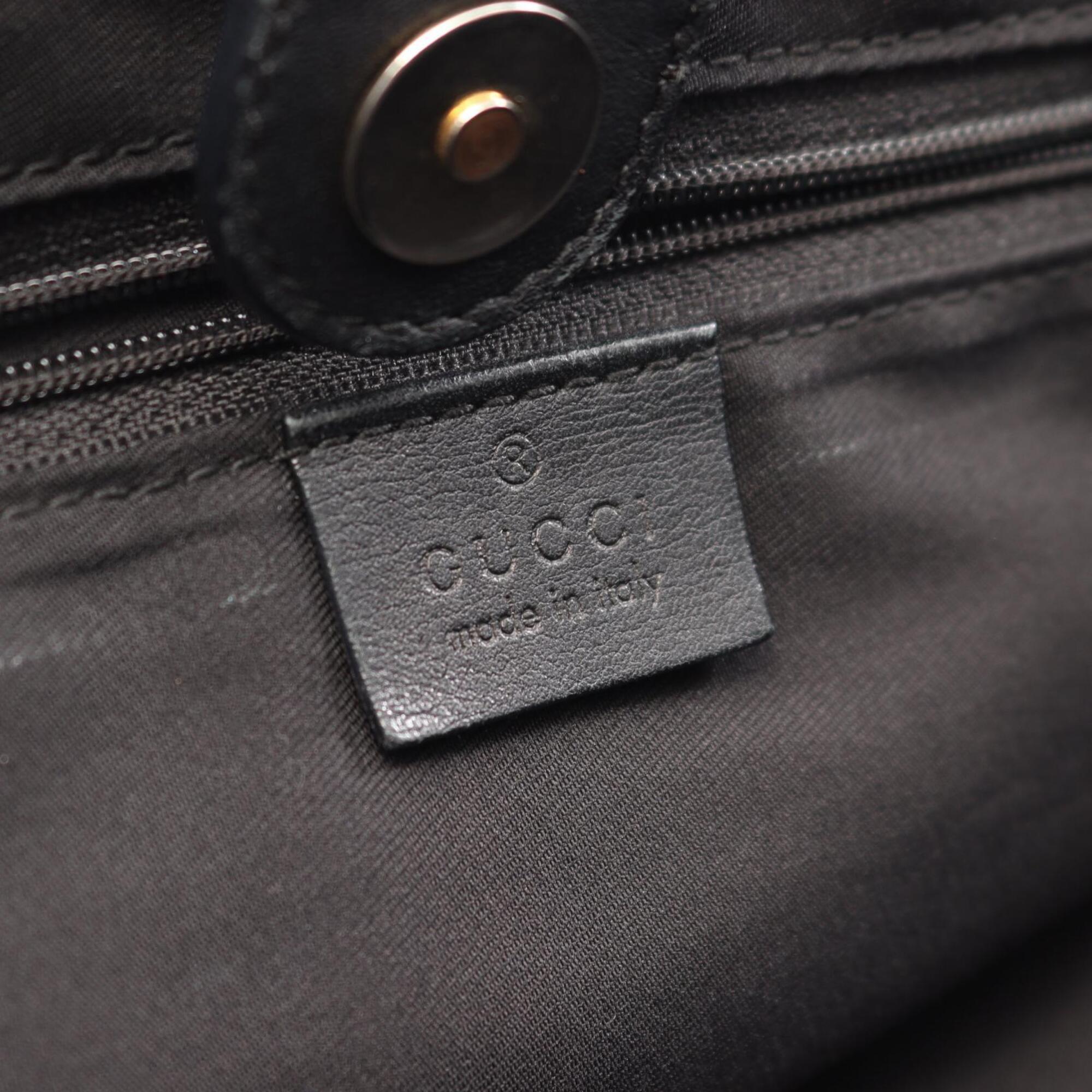 Gucci Black Canvas Leather Handbag Tote Bag (Pre-Owned)