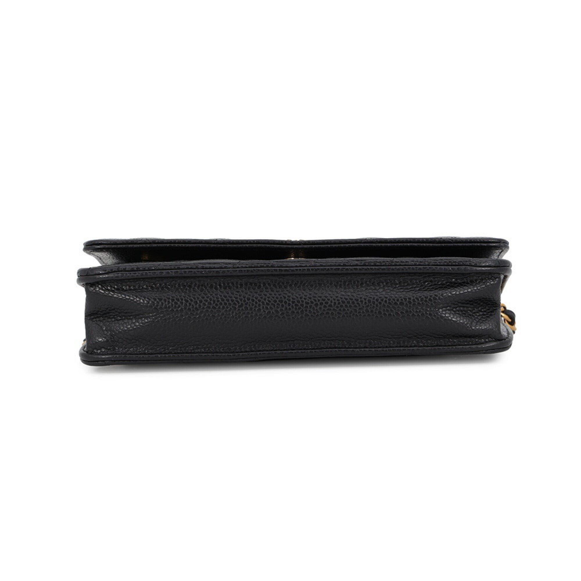 Chanel Black Grained Calfskin Chain/Shoulder Wallet (Pre-Owned)