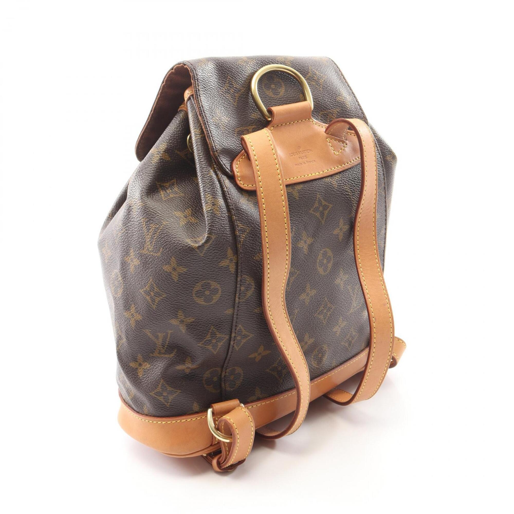 Louis Vuitton Brown Coated Canvas Leather Backpack Handbag (Pre-Owned)