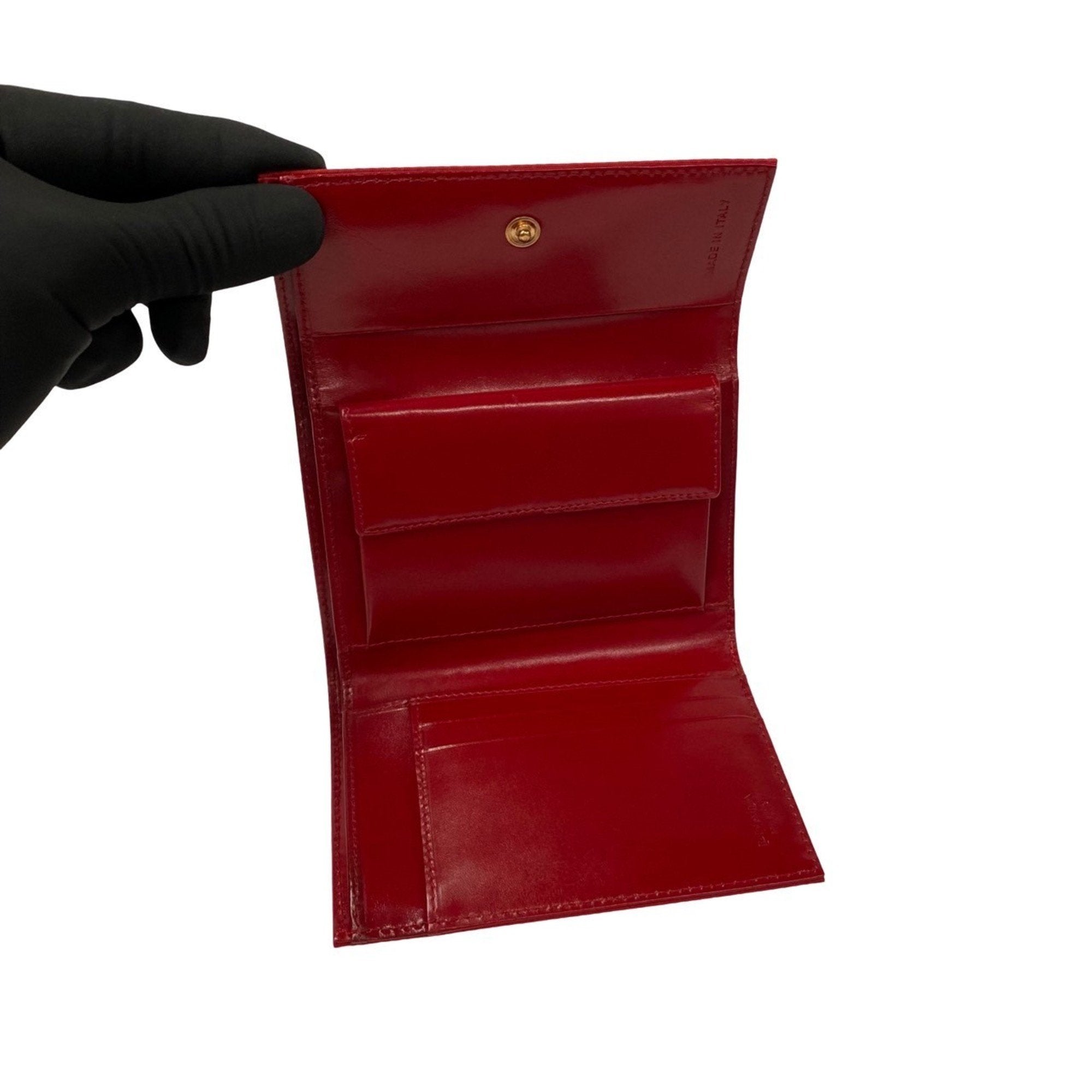 Prada Red Color Nylon Leather Wallet (Bi-Fold) (Pre-Owned)