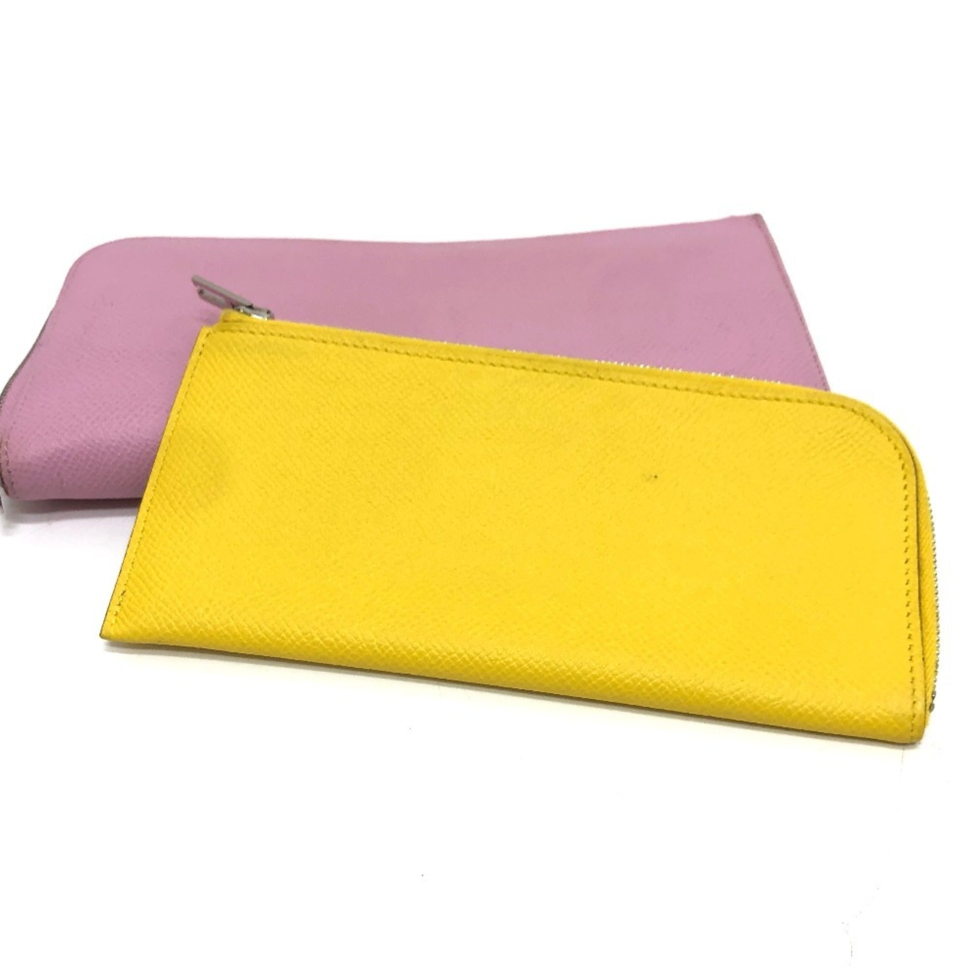 Hermes Pink Yellow Epsom Leather Long Wallet (Bi-Fold) (Pre-Owned)