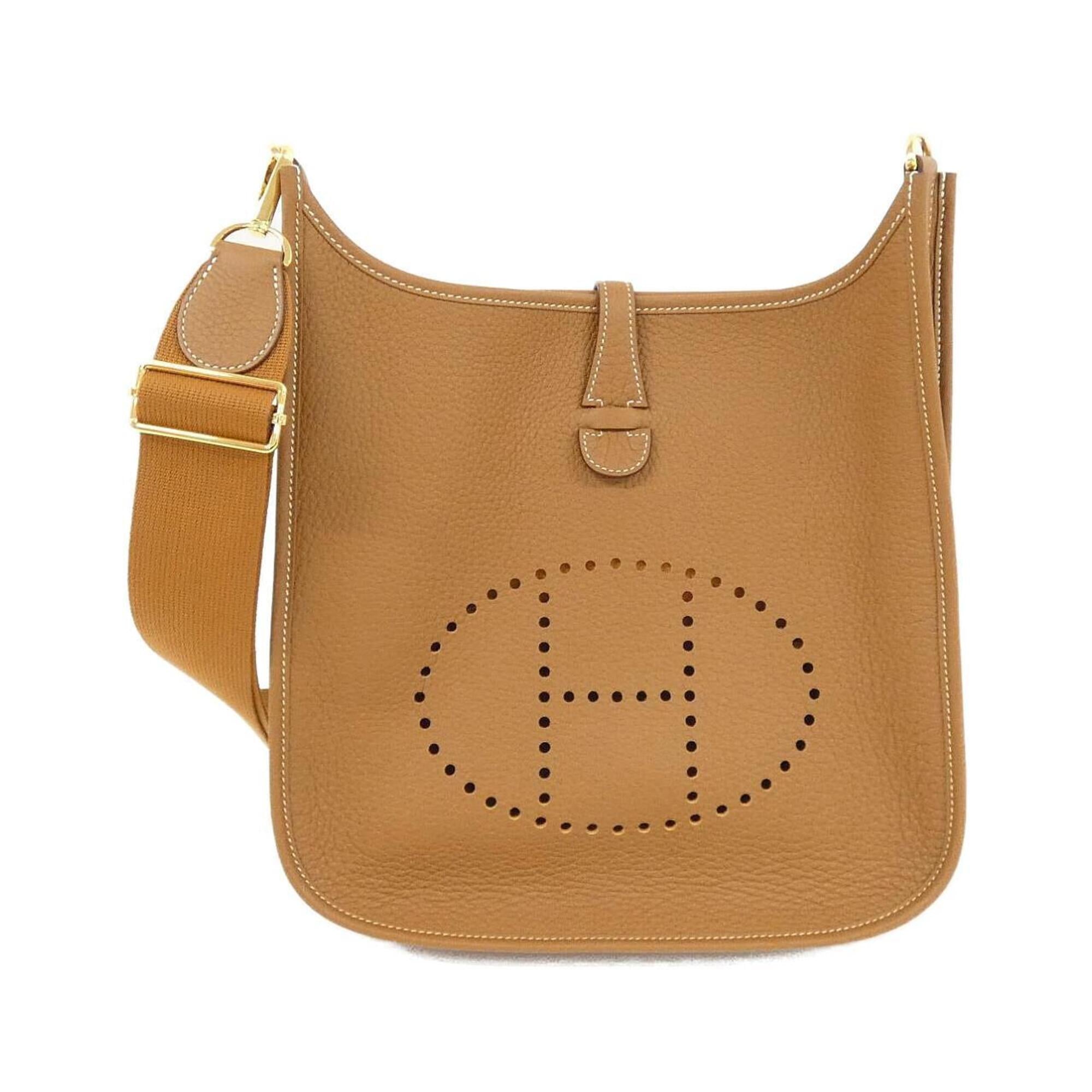 Hermes Brown Gold Brown Taurillon Clemence Leather Shoulder Bag (Pre-Owned)