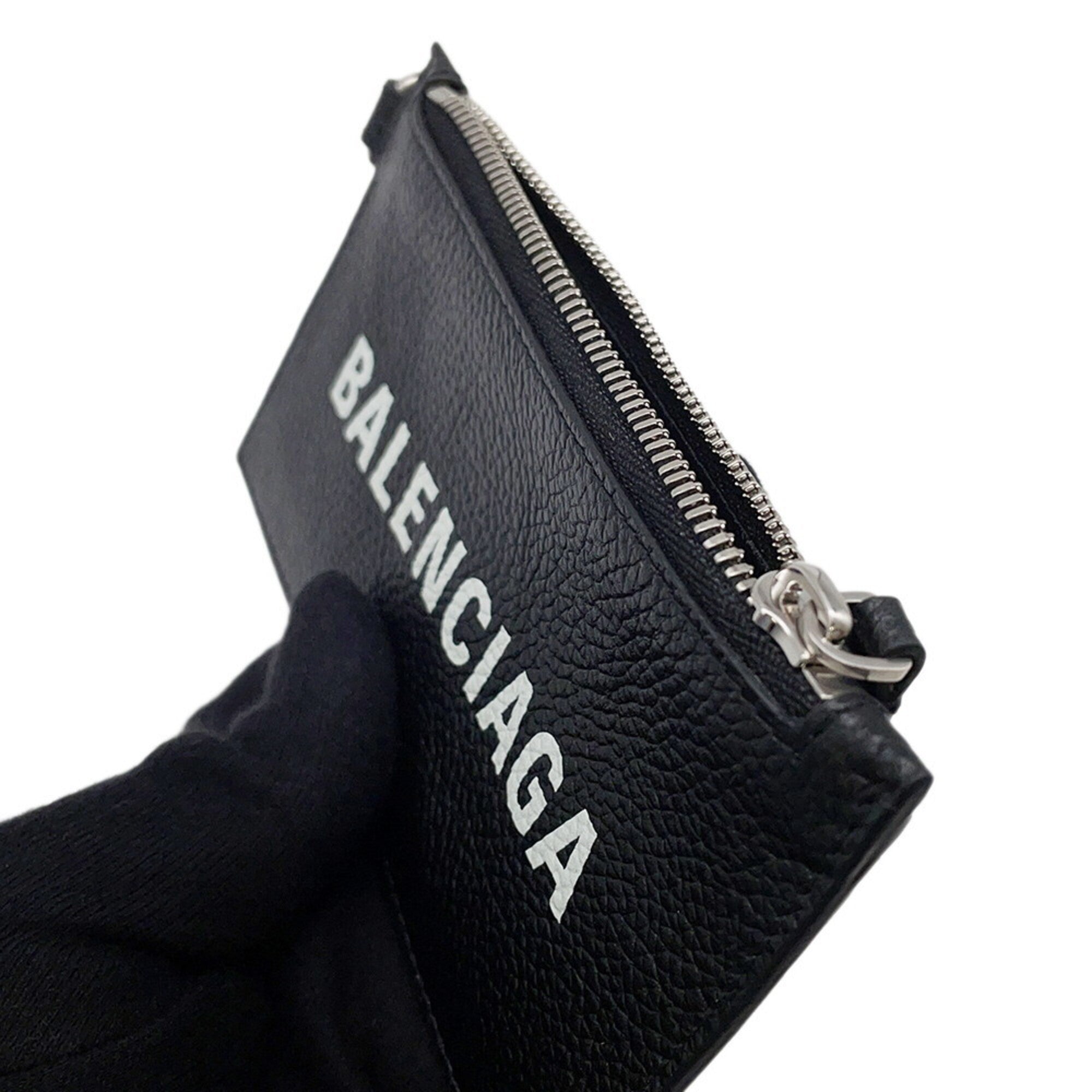 Balenciaga Black Leather Coin Purse/Coin Case (Pre-Owned)