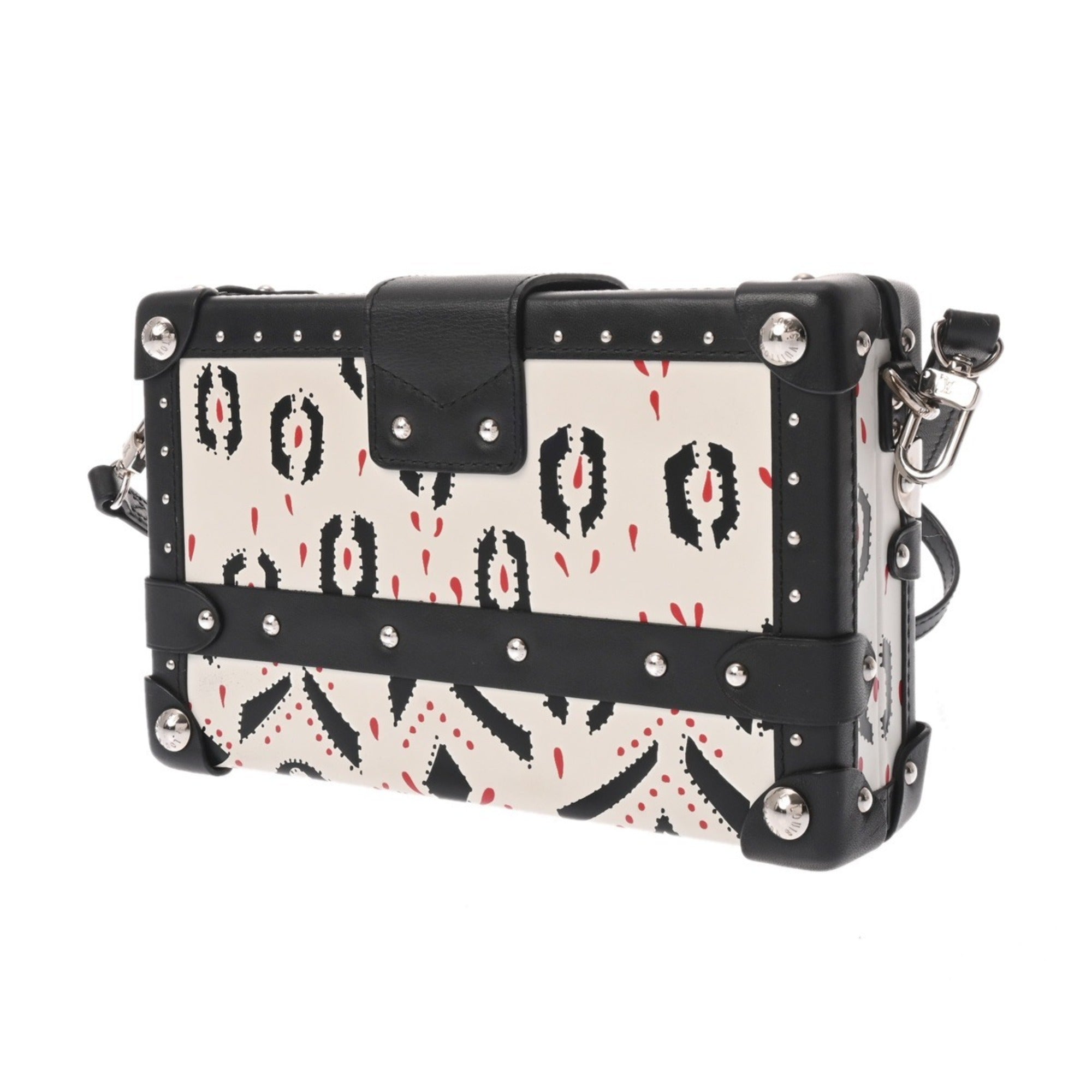 Louis Vuitton Black Red Color White Leather Shoulder Bag (Pre-Owned)