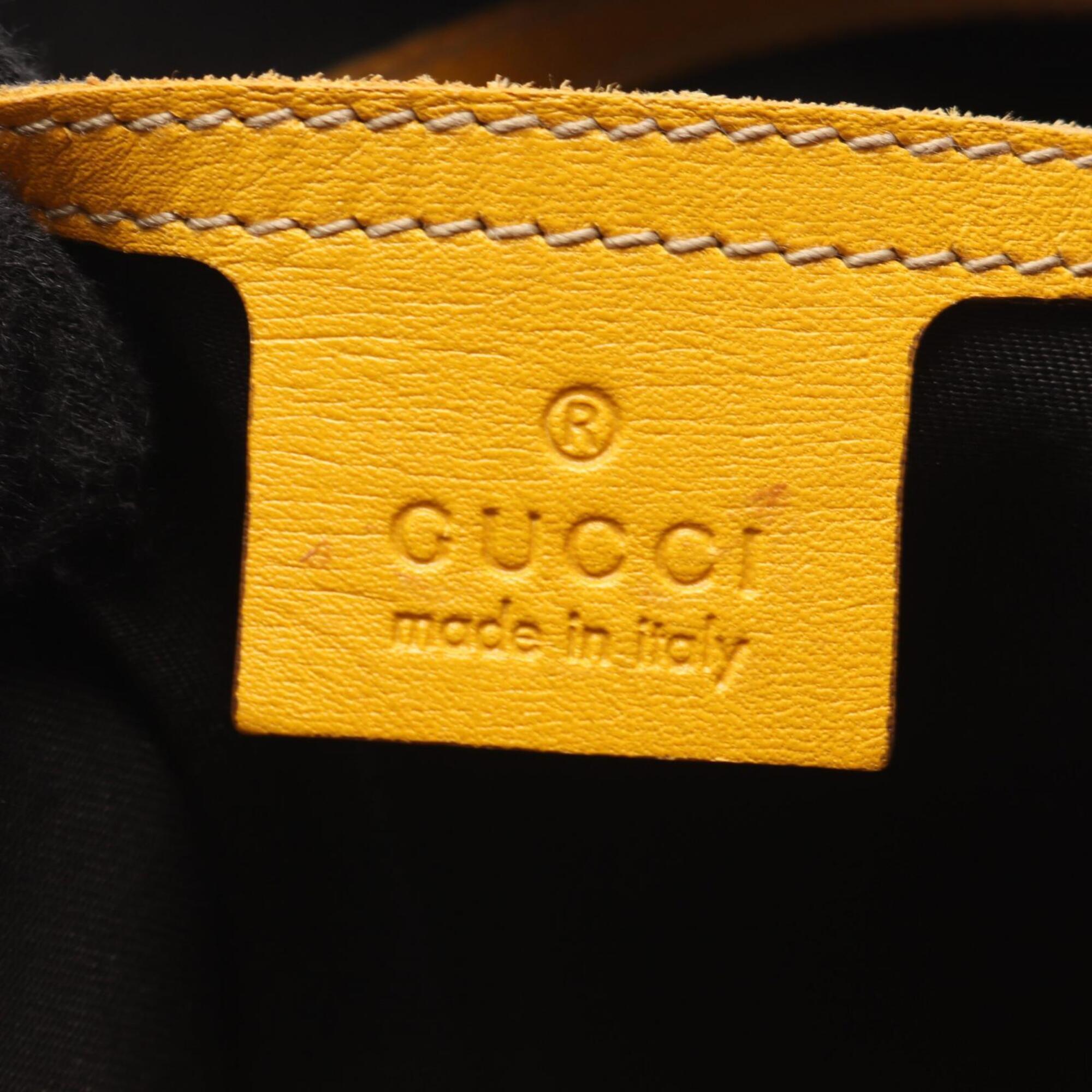 Gucci White Yellow Coated Canvas Leather Handbag Tote Bag (Pre-Owned)