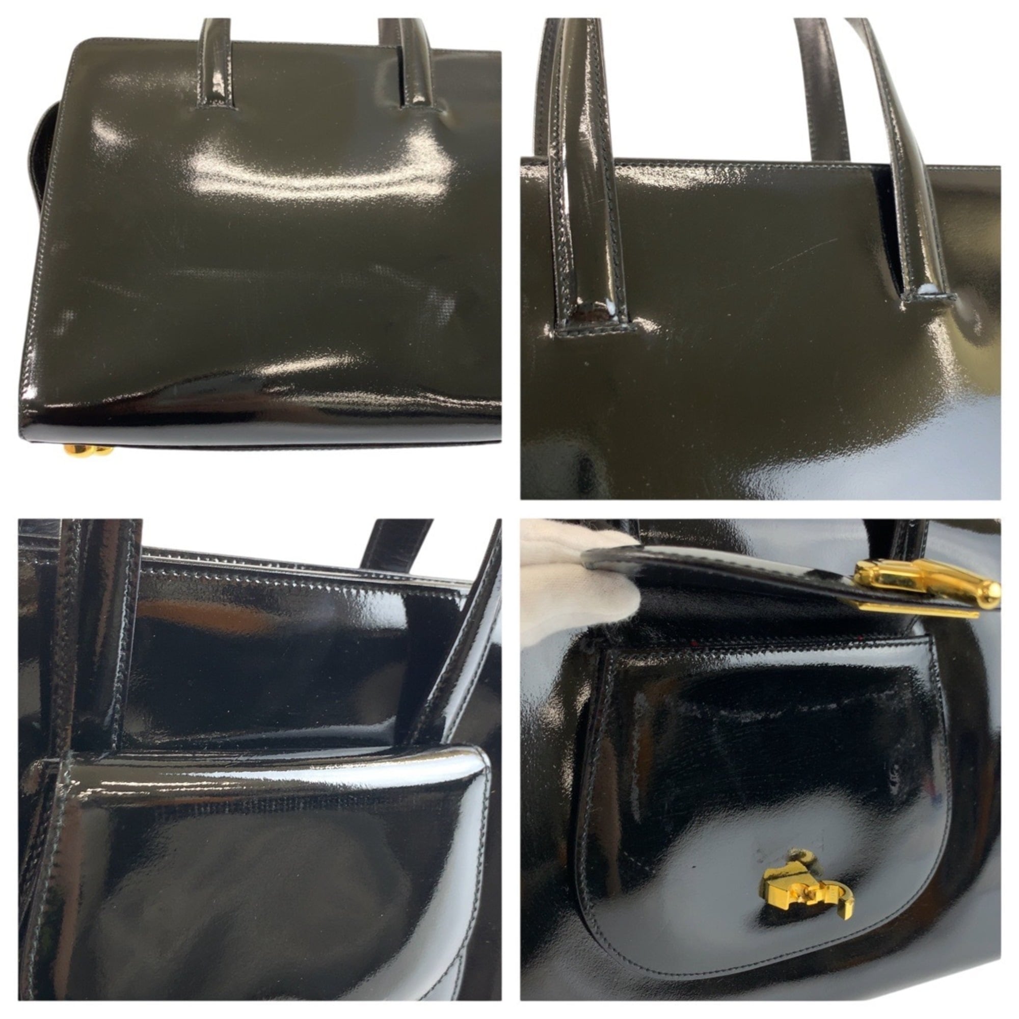 Celine Black Patent Leather Handbag Shoulder Bag (Pre-Owned)