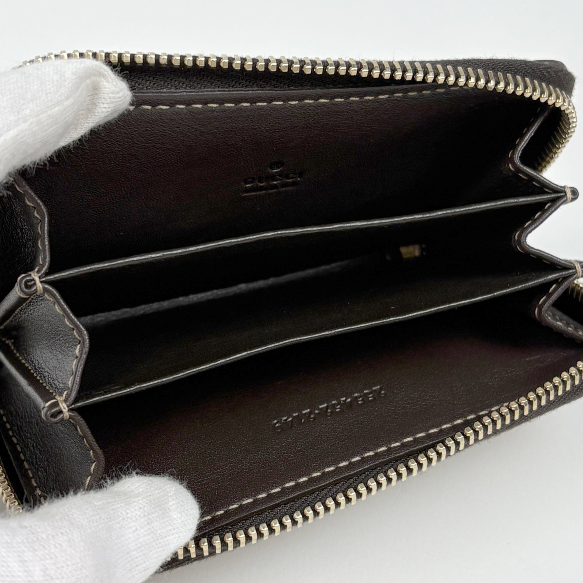Gucci Beige Brown Canvas Leather Coin Purse/Coin Case (Pre-Owned)