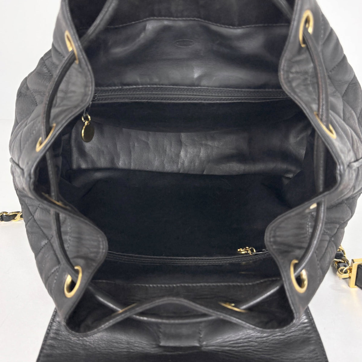 Chanel Matelasse Black Leather Backpack (Pre-Owned)