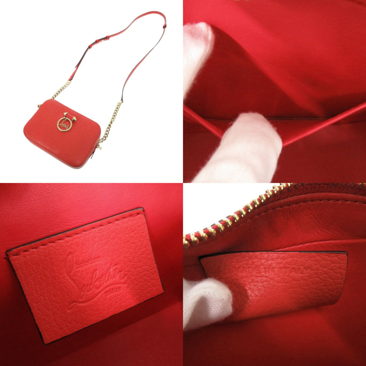 Christian Louboutin Red Color Leather Shoulder Bag (Pre-Owned)