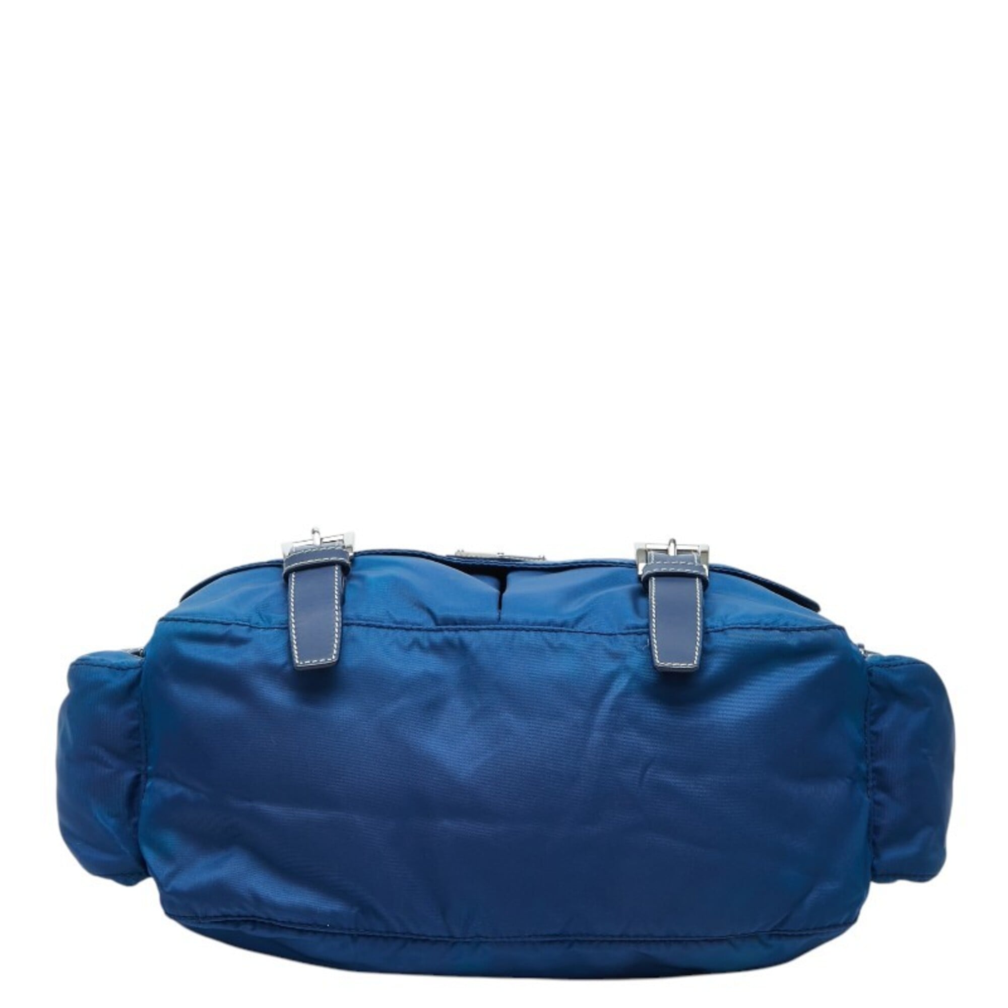 Prada Blue Nylon Leather Shoulder Bag (Pre-Owned)