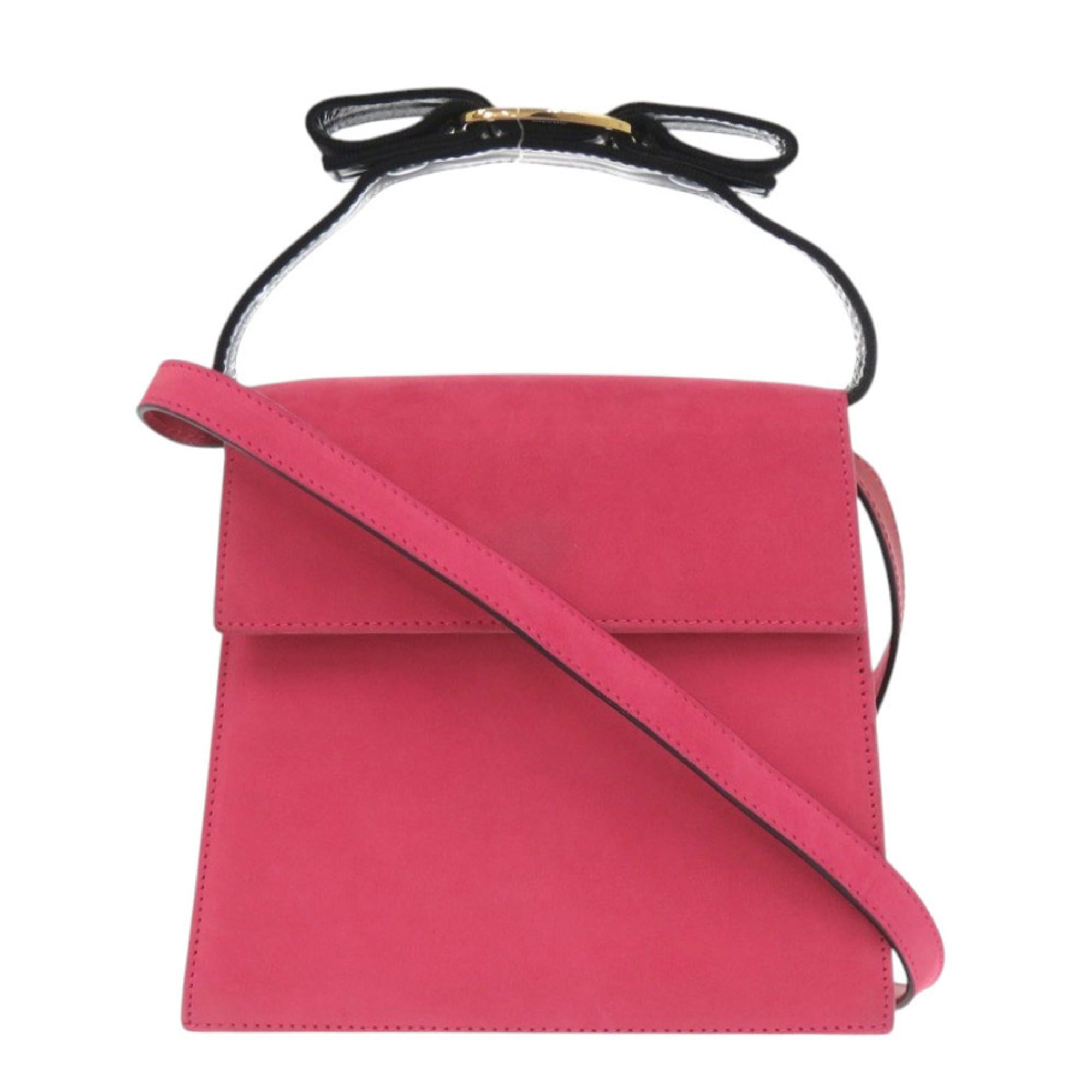 Salvatore Ferragamo Pink Suede Handbag Shoulder Bag (Pre-Owned)