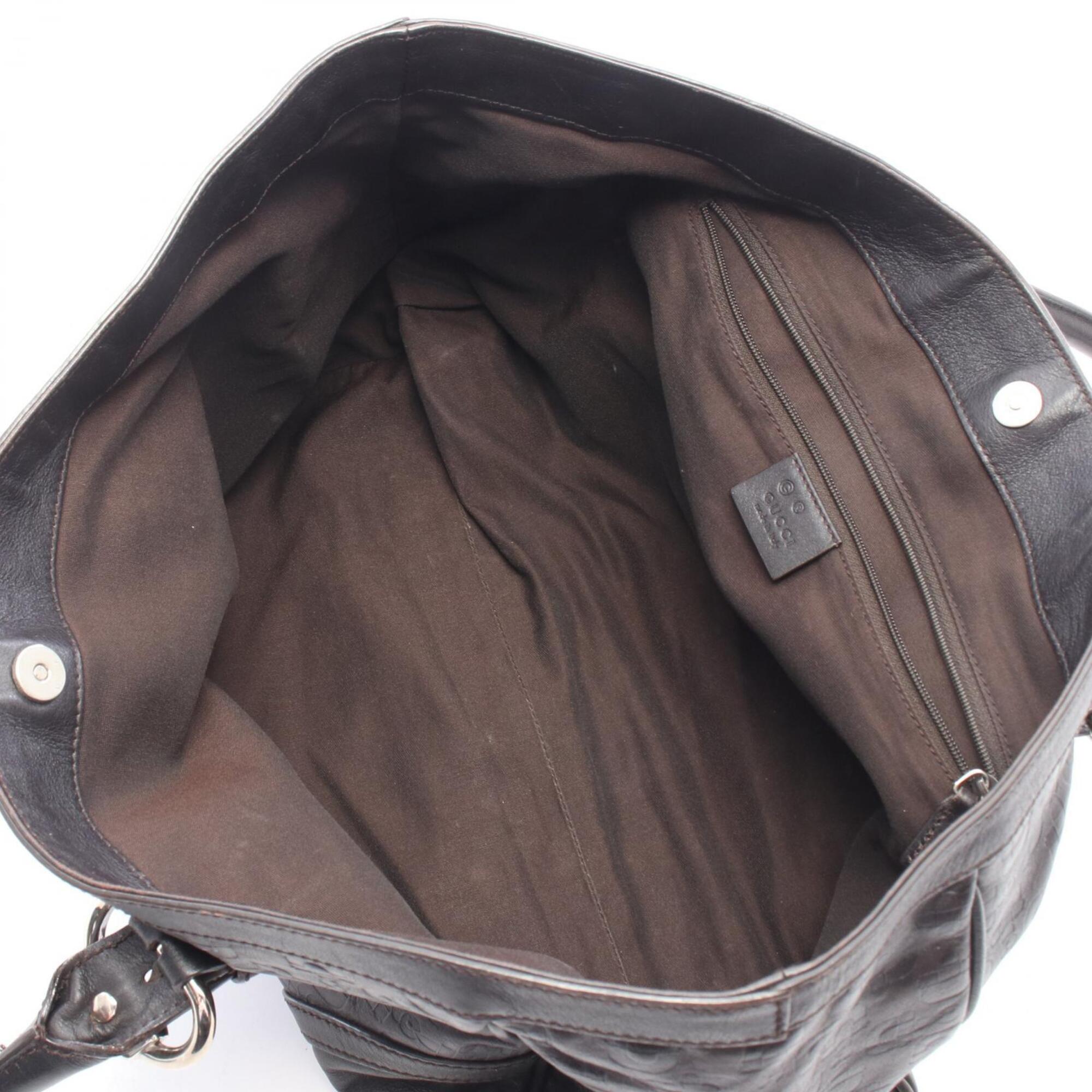 Gucci Brown Leather Handbag Tote Bag (Pre-Owned)