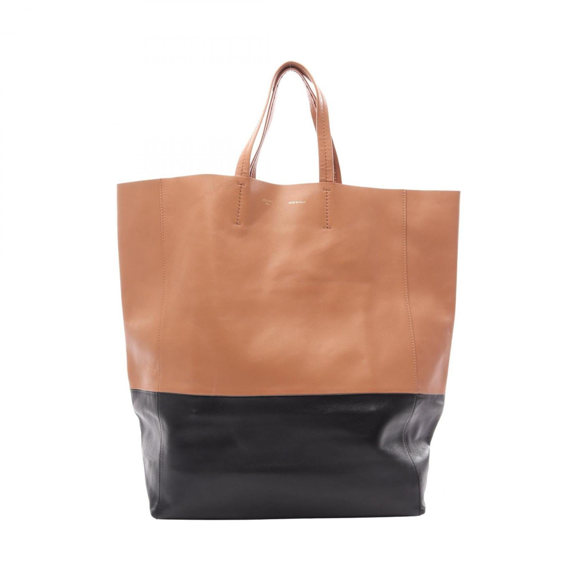Celine Black Brown Leather Handbag Tote Bag (Pre-Owned)