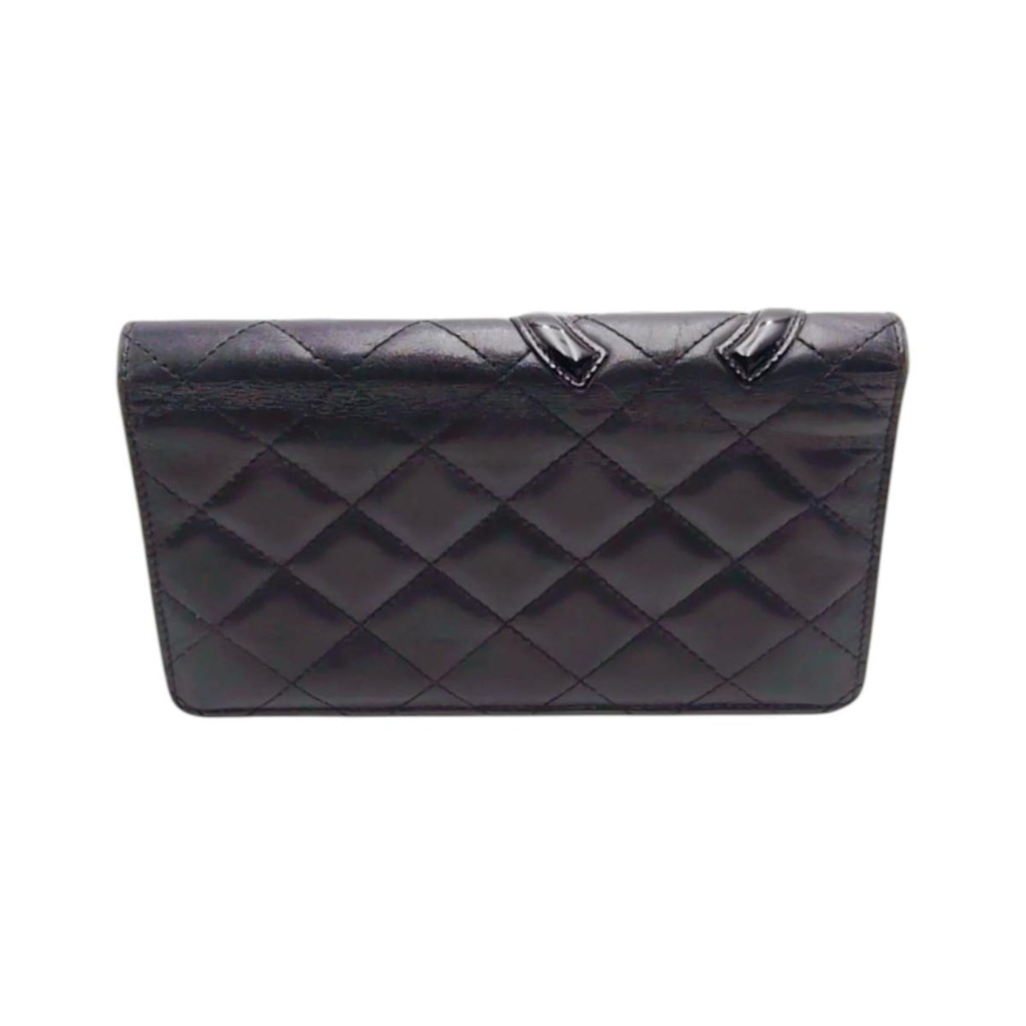 Chanel Black Pink Leather Long Wallet (Bi-Fold) (Pre-Owned)