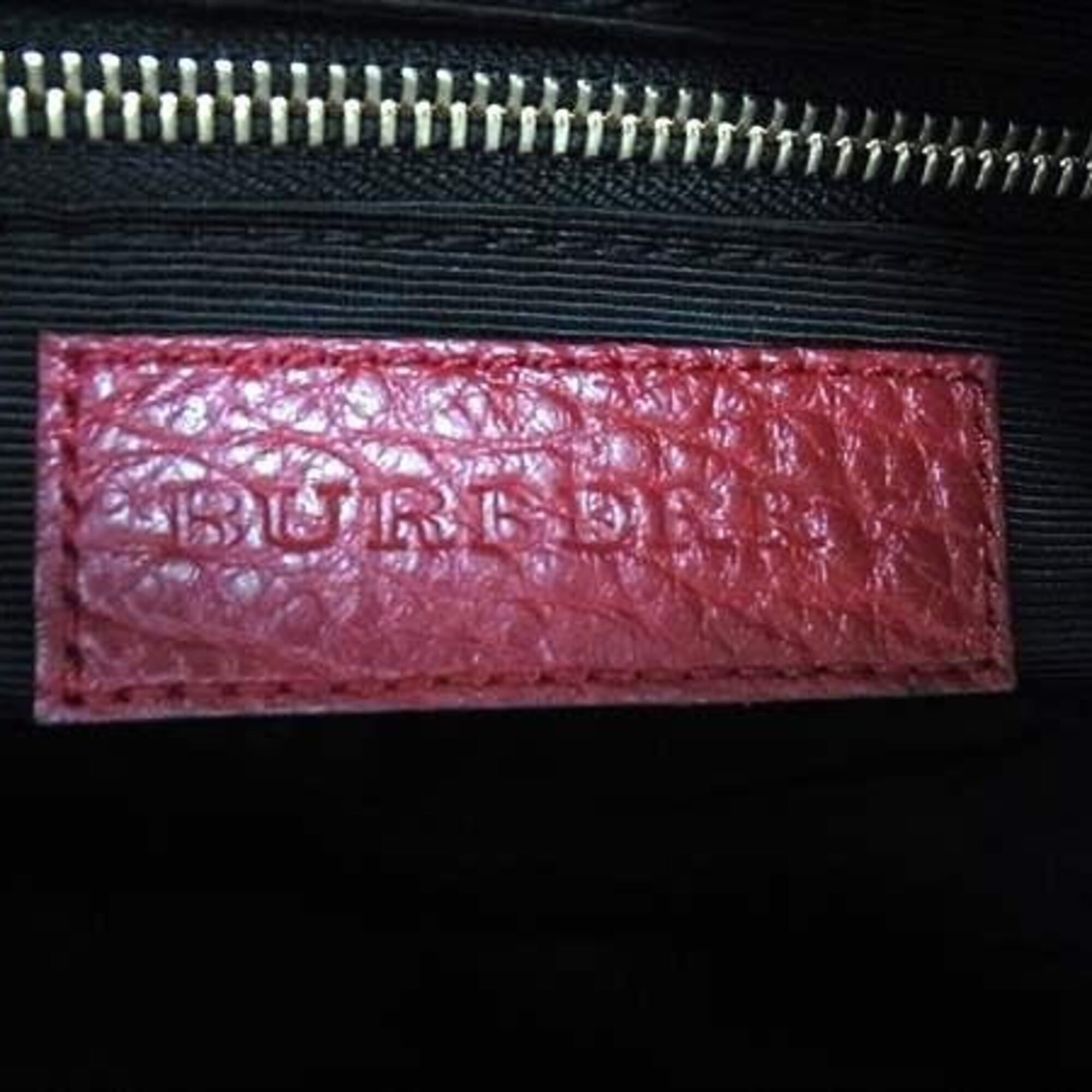 Burberry Red Color Leather Handbag Shoulder Bag (Pre-Owned)