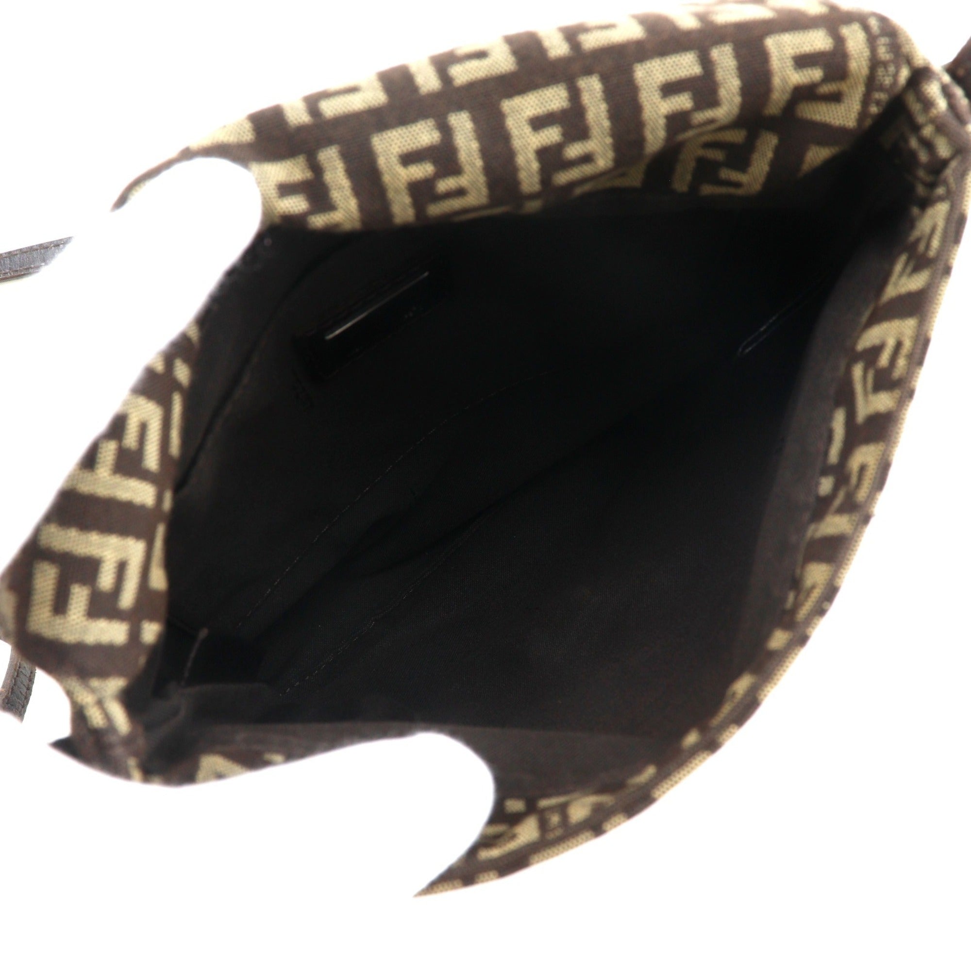 Fendi Brown Zucchino Canvas Shoulder Bag (Pre-Owned)