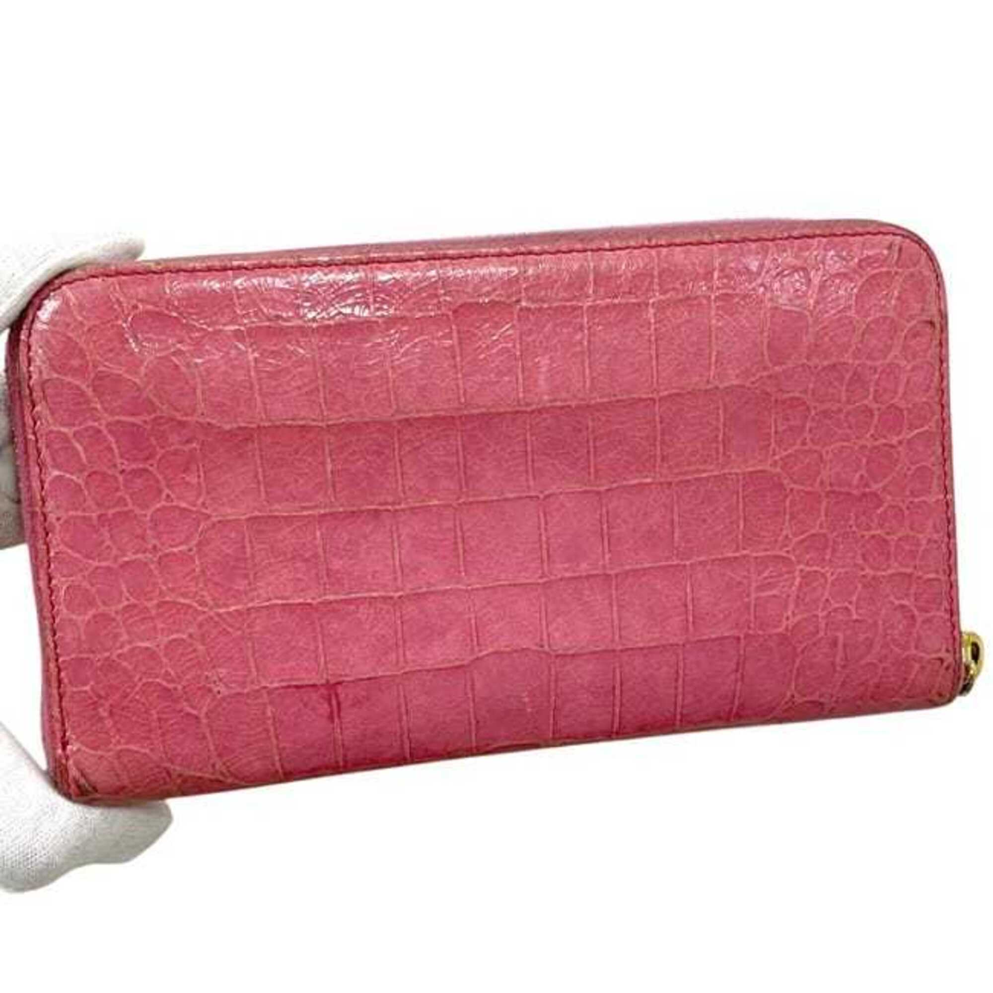 Miu Miu Pink Leather Long Wallet (Bi-Fold) (Pre-Owned)