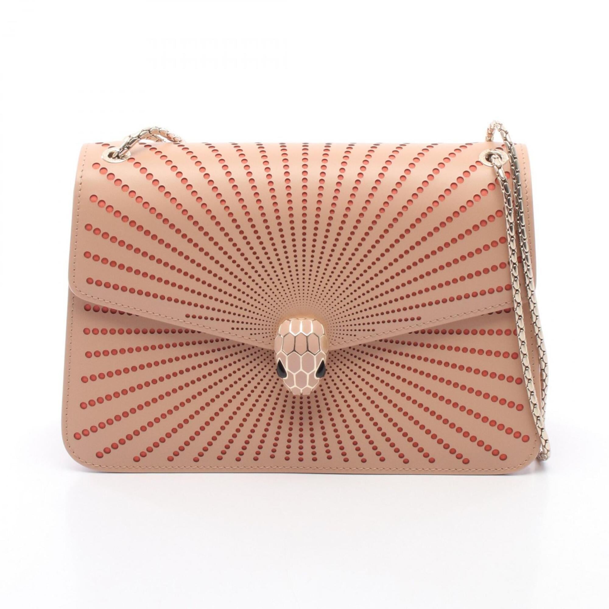 Bvlgari Orange Pink Leather Handbag Shoulder Bag (Pre-Owned)