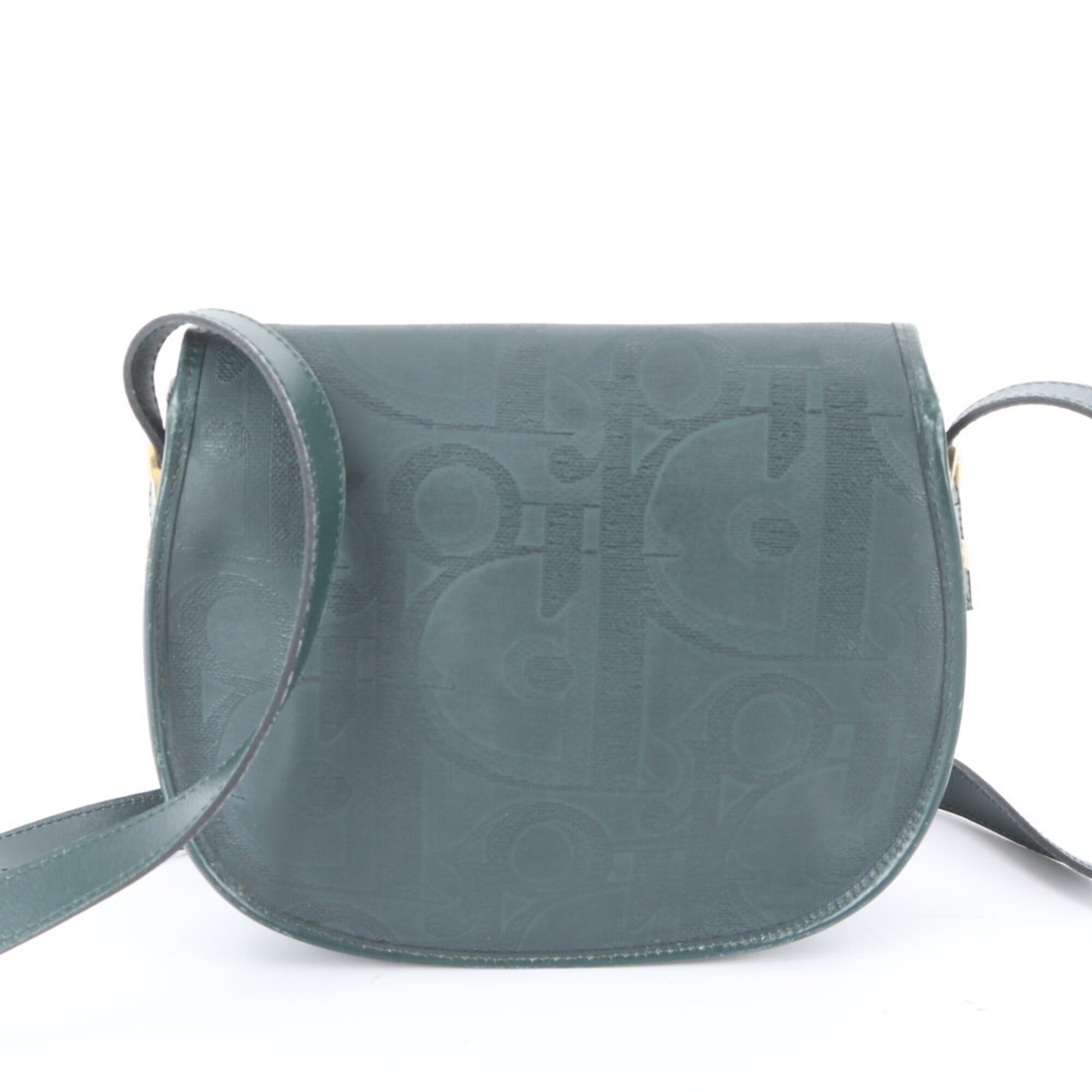 Christian Dior Dark Green Leather Crossbody Bag Shoulder Bag Tote Bag (Pre-Owned)