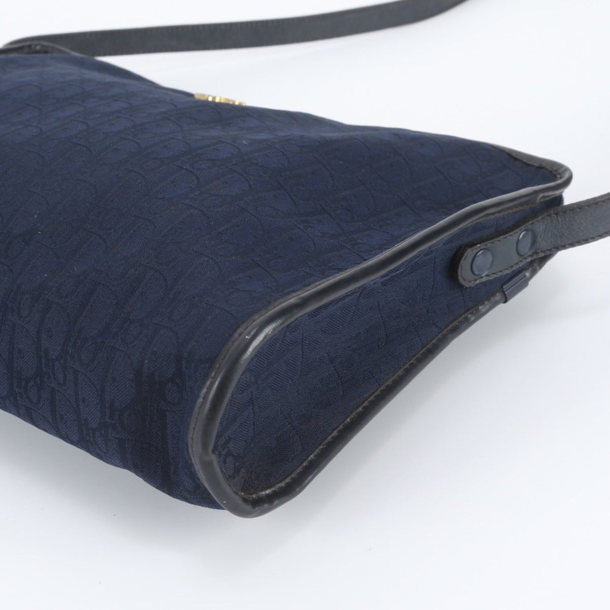 Christian Dior Navy Leather Canvas Shoulder Bag (Pre-Owned)
