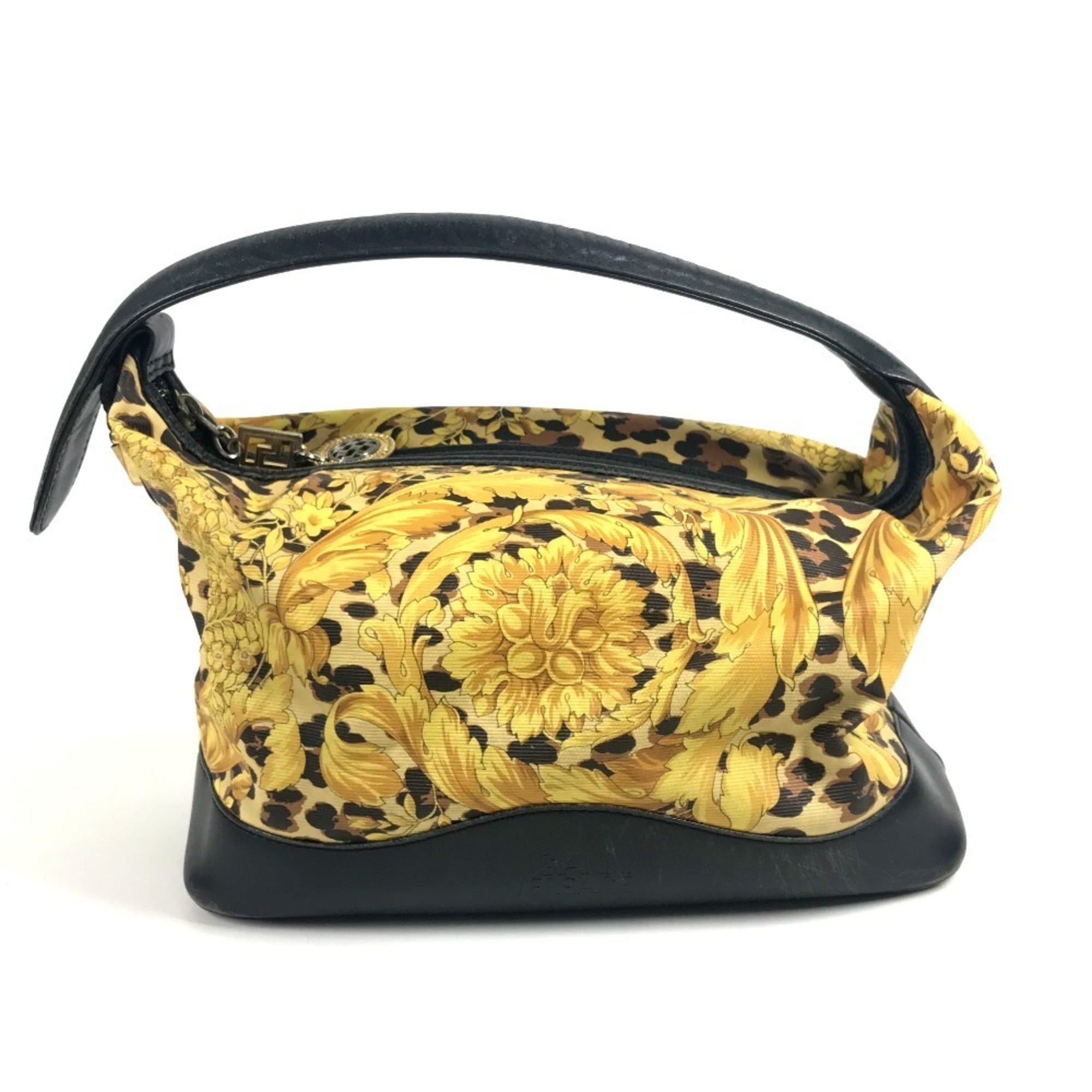 Versace Black Yellow Pvc Leather Handbag Pouch Vanity Bag (Pre-Owned)