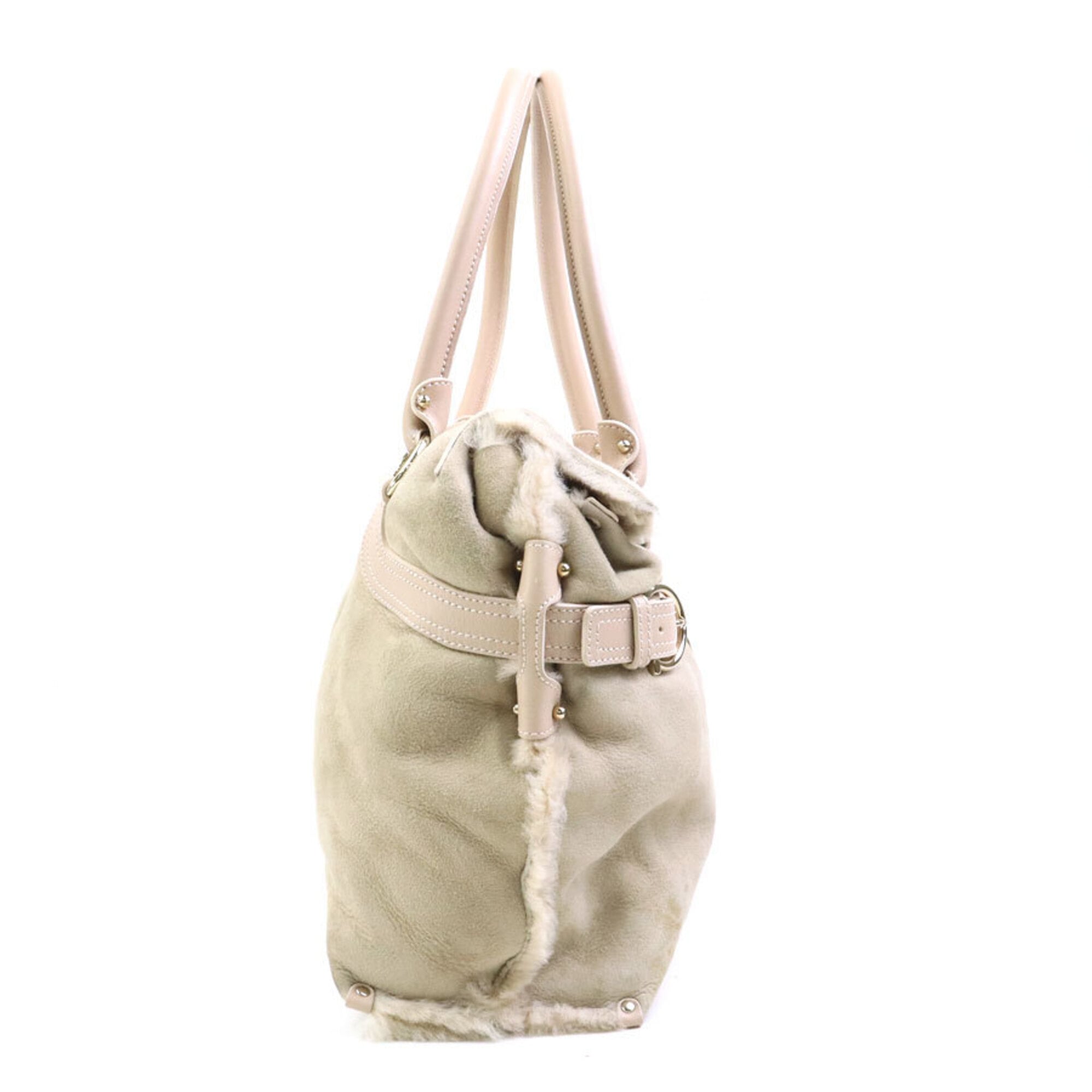 Salvatore Ferragamo Beige Pink Beige Leather Shoulder Bag (Pre-Owned)