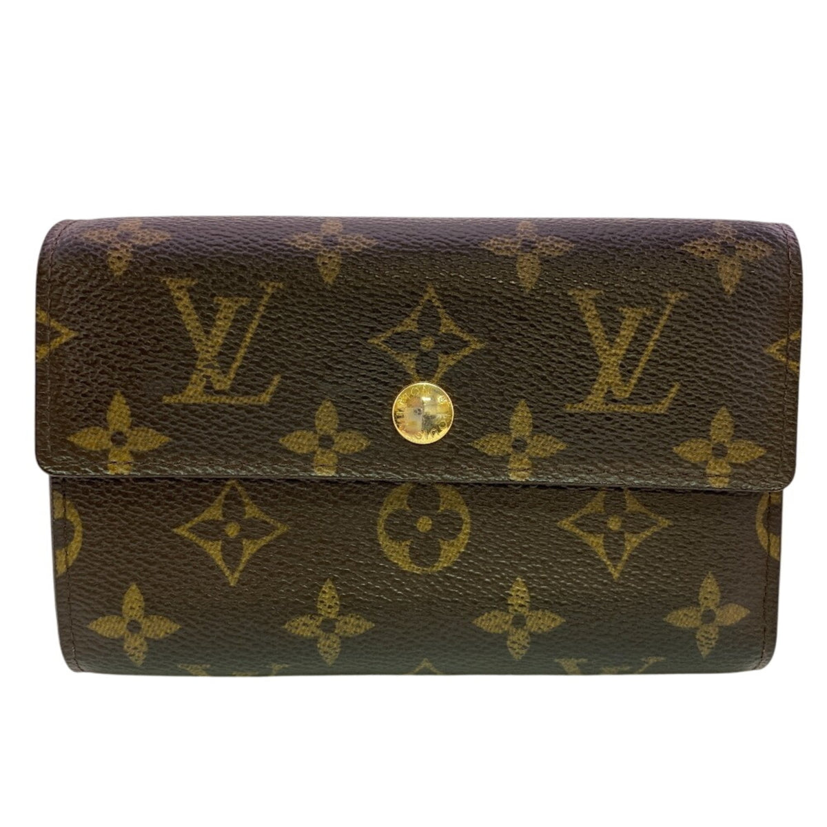 Louis Vuitton Brown Leather Wallet (Tri-Fold) (Pre-Owned)