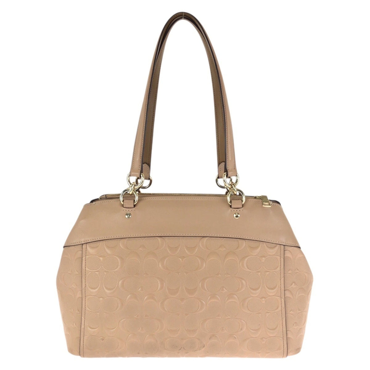 Coach Beige Pink Leather Shoulder Bag Tote Bag (Pre-Owned)