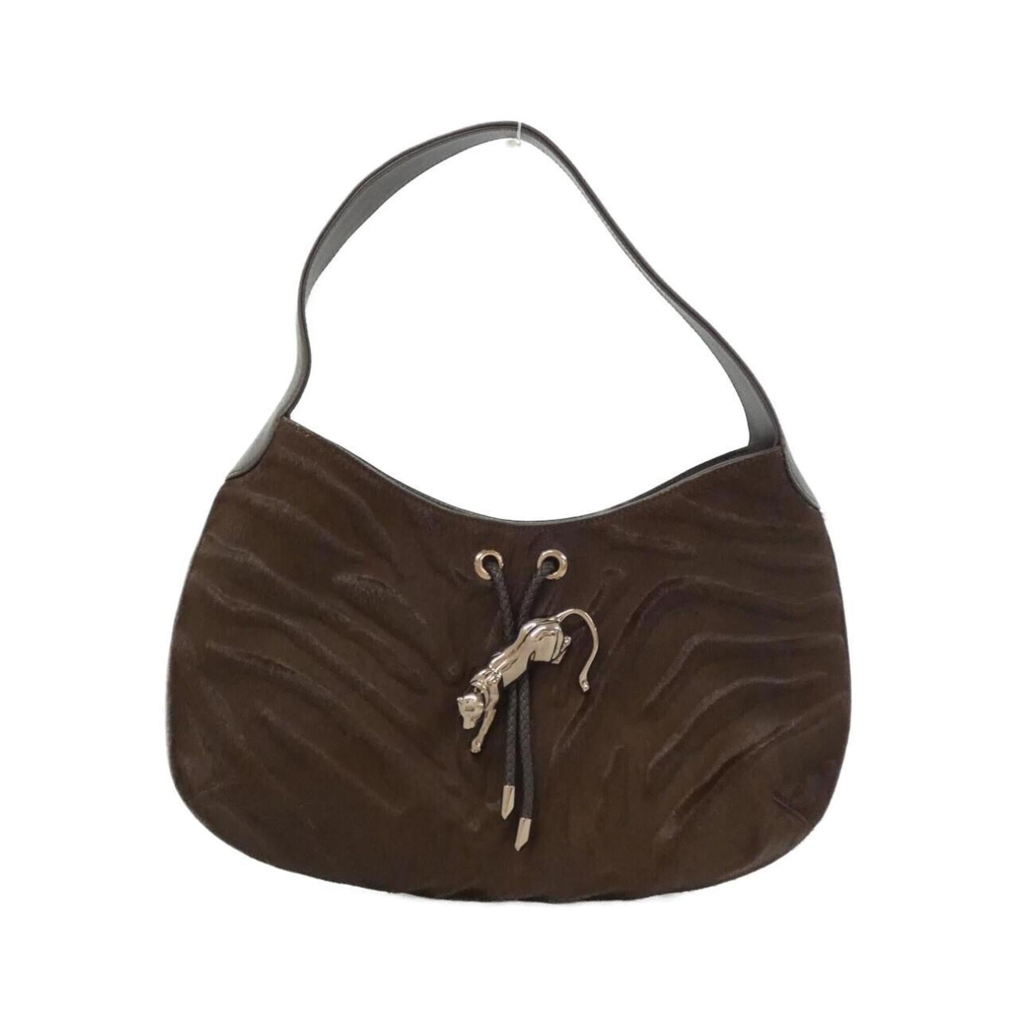 Cartier Brown Pink Leather Shoulder Bag (Pre-Owned)