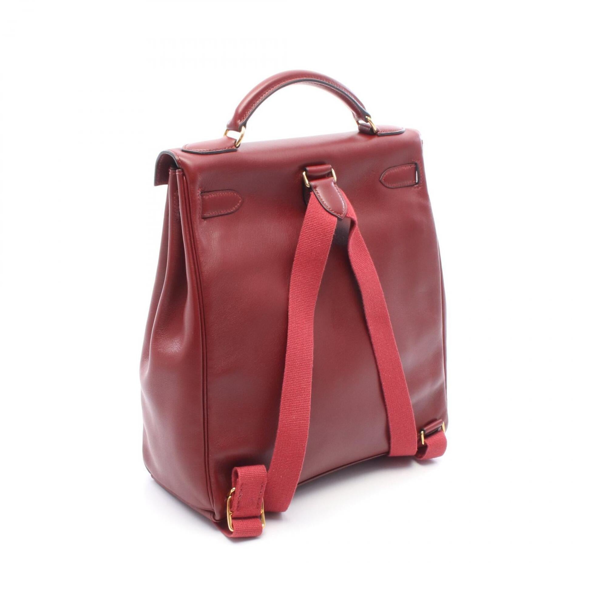 Hermes Bordeaux Rouge H Gulliver Leather Leather Backpack Handbag (Pre-Owned)