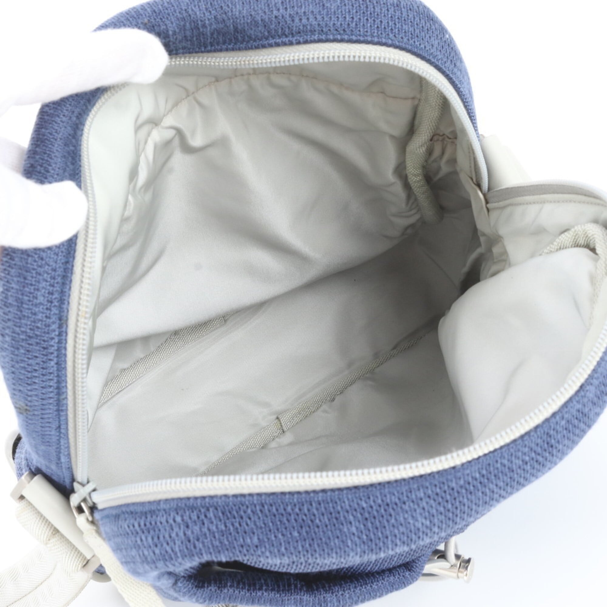 Pradasports Gray Navy Leather Nylon Messenger Bag Shoulder Bag (Pre-Owned)