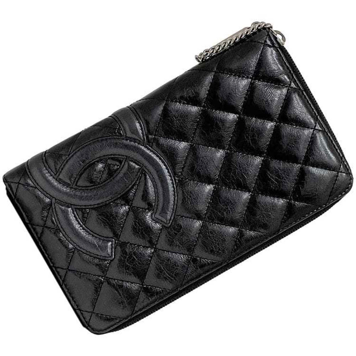 Chanel Black Leather Long Wallet (Bi-Fold) (Pre-Owned)