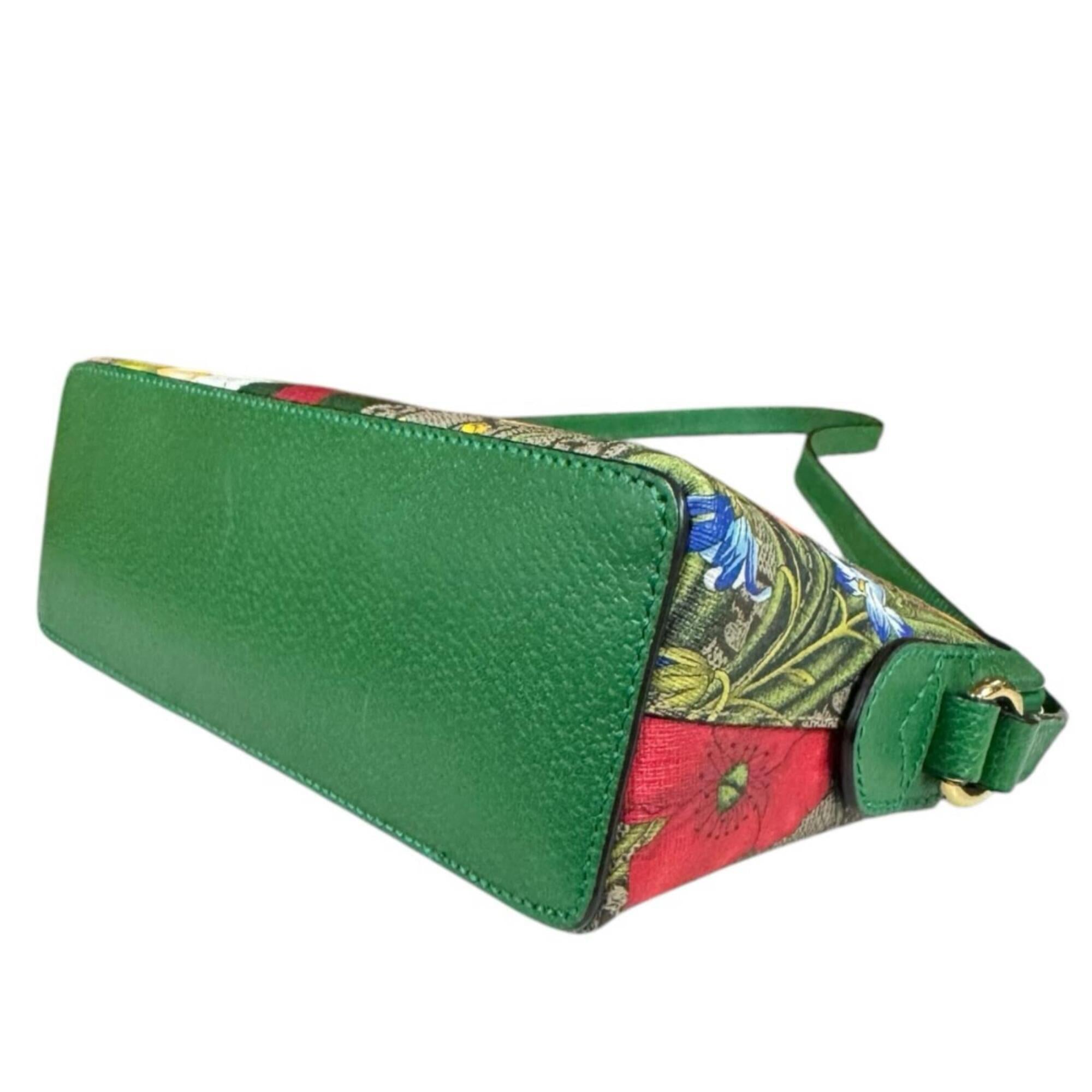 Gucci Green Multi-Color Gg Supreme Canvas Shoulder Bag (Pre-Owned)