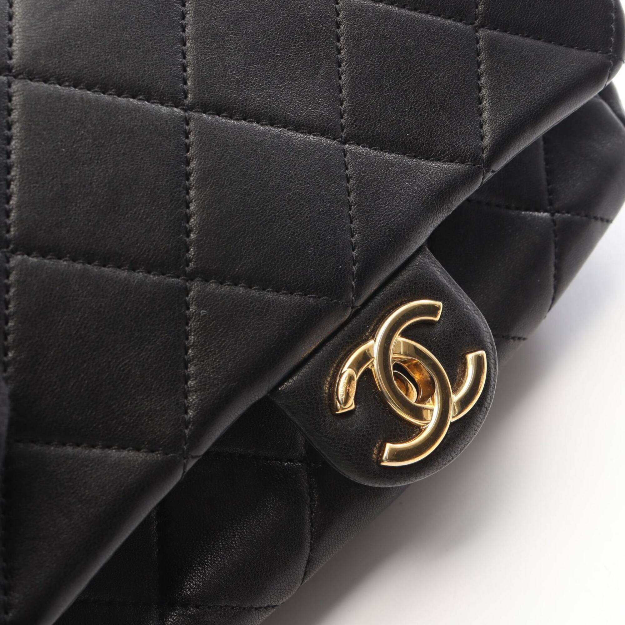 Chanel Black Leather Handbag Shoulder Bag (Pre-Owned)