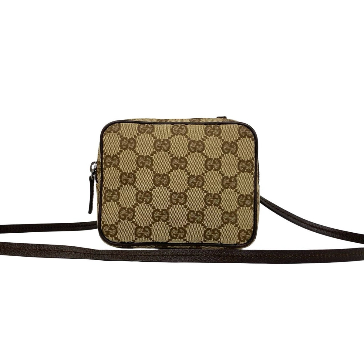 Gucci Brown Canvas Leather Pochette Shoulder Bag (Pre-Owned)
