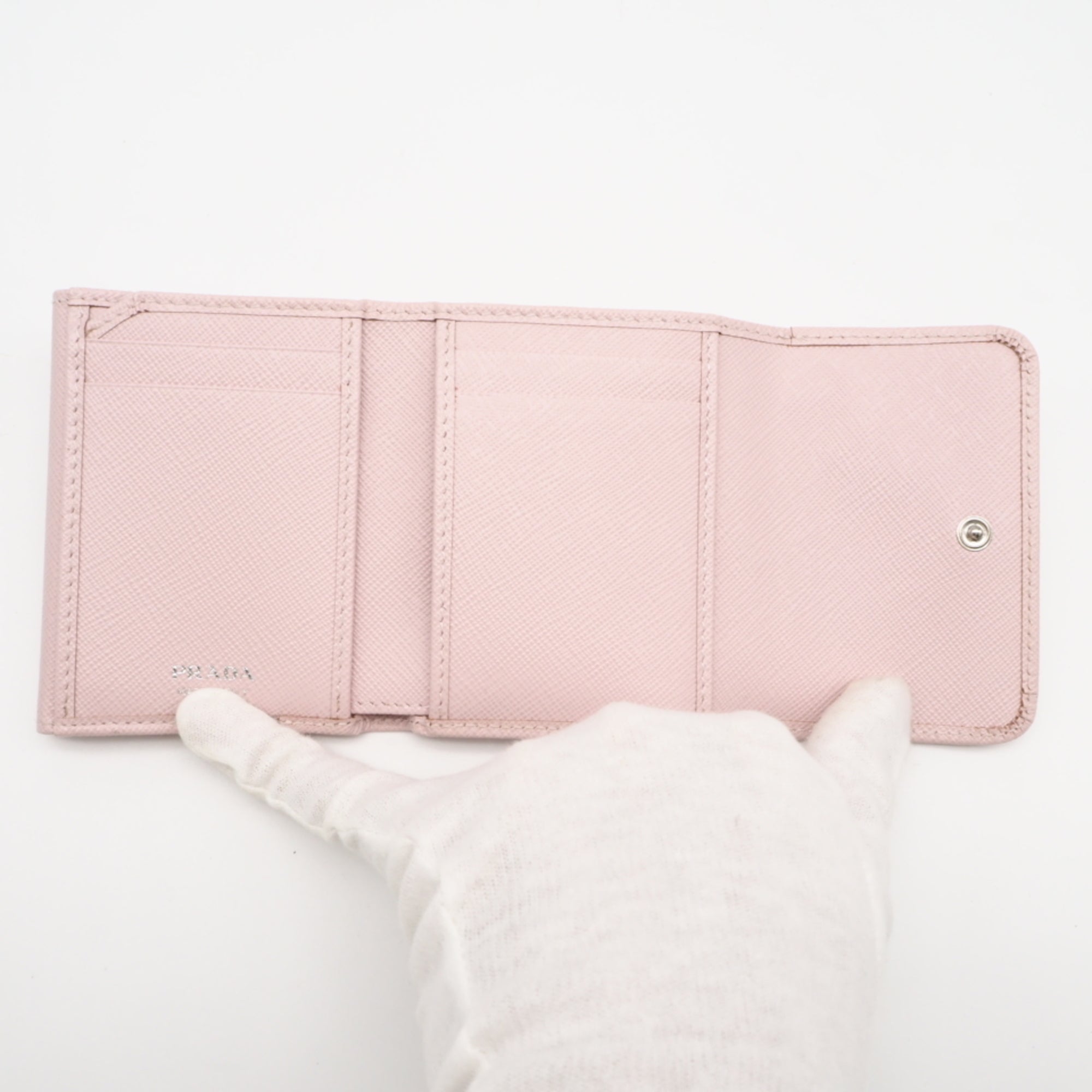 Prada Pink Saffiano Triangle Wallet (Tri-Fold) (Pre-Owned)
