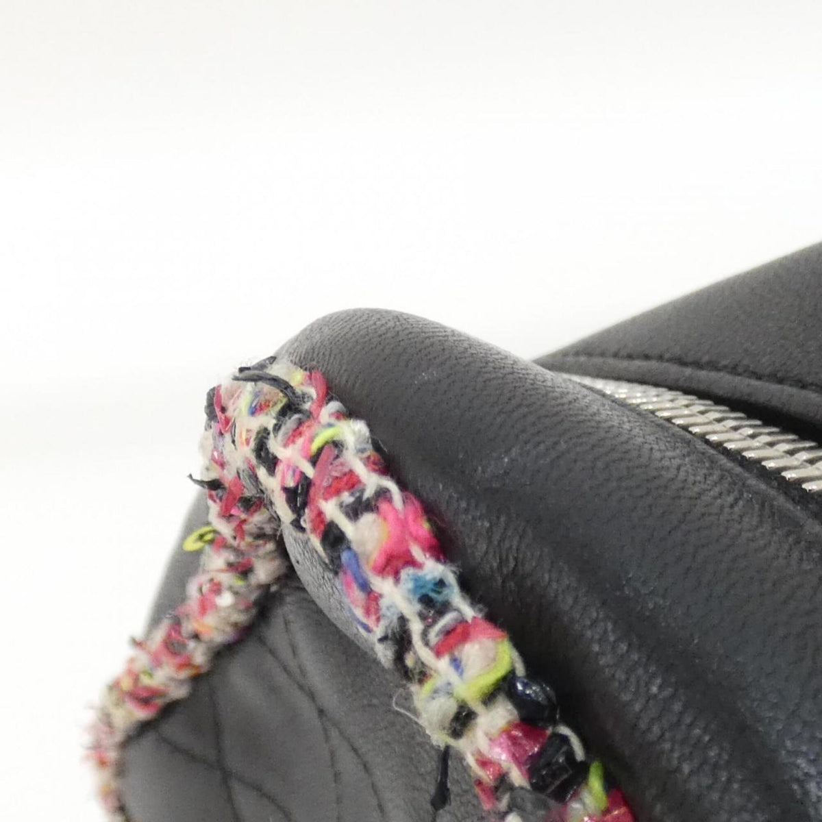Chanel Black Multi-Color Tweed Leather Shoulder Bag (Pre-Owned)
