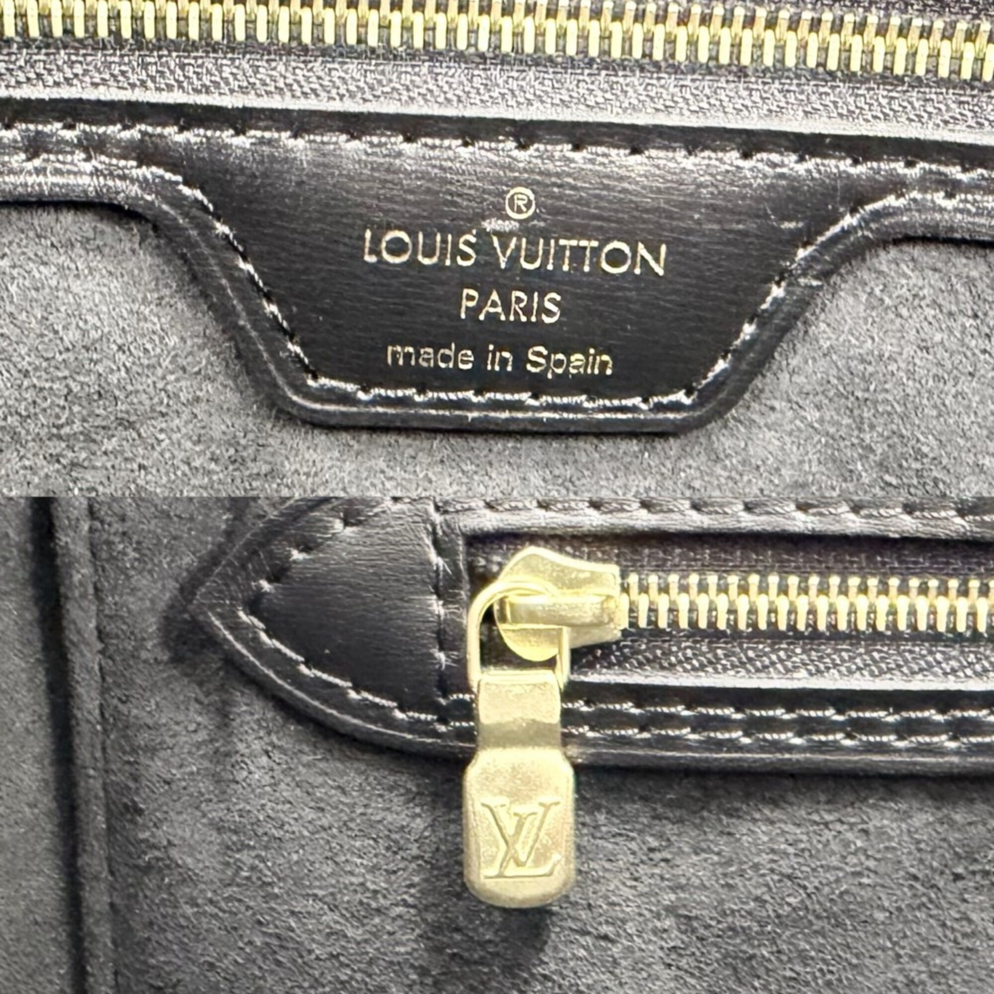 Louis Vuitton Black Canvas Leather Handbag Tote Bag (Pre-Owned)