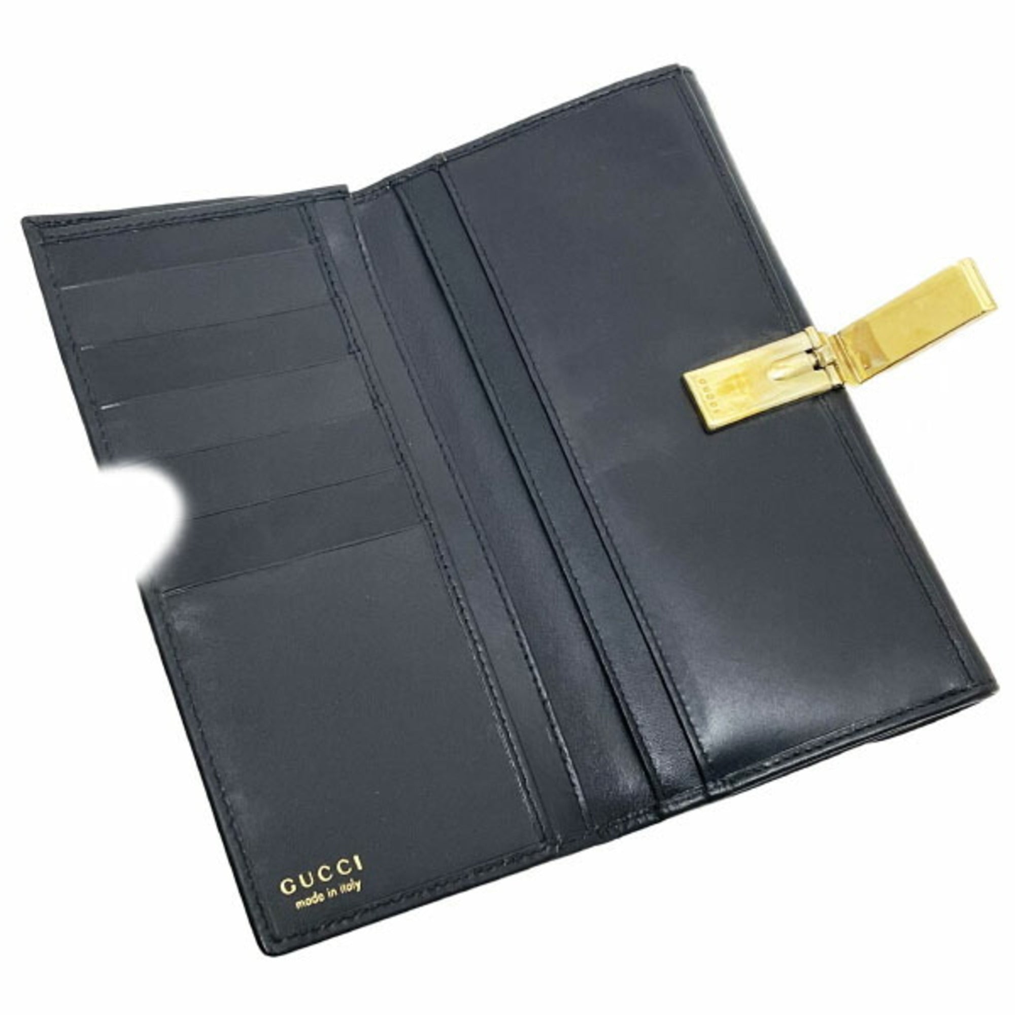 Gucci Black Leather Long Wallet (Bi-Fold) (Pre-Owned)